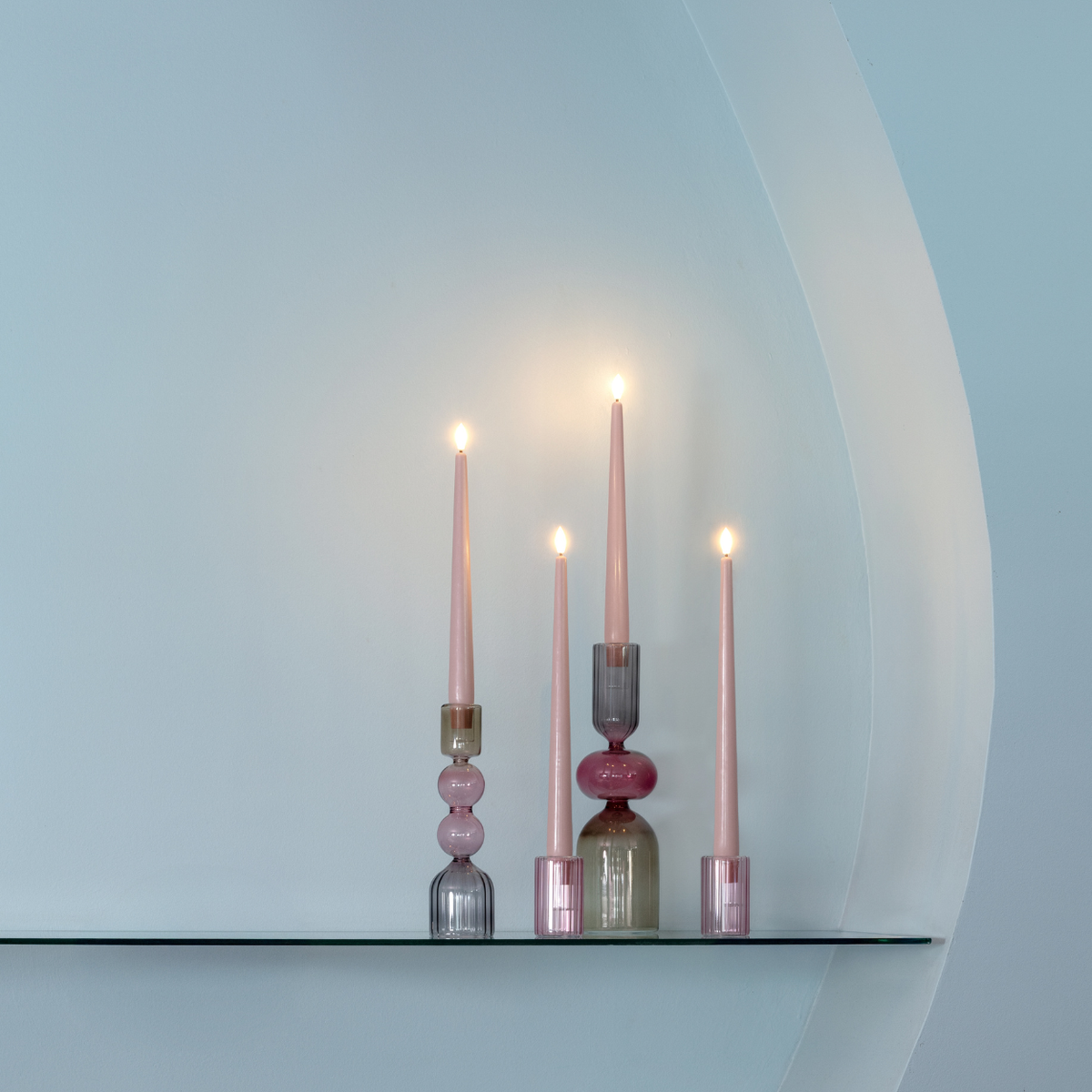LED-Weihnachtskerzen Mit Glitzer & Farbwechsel – Flammenlos, Dekorativ, Einfach Zu Nutzen (Rosarot)