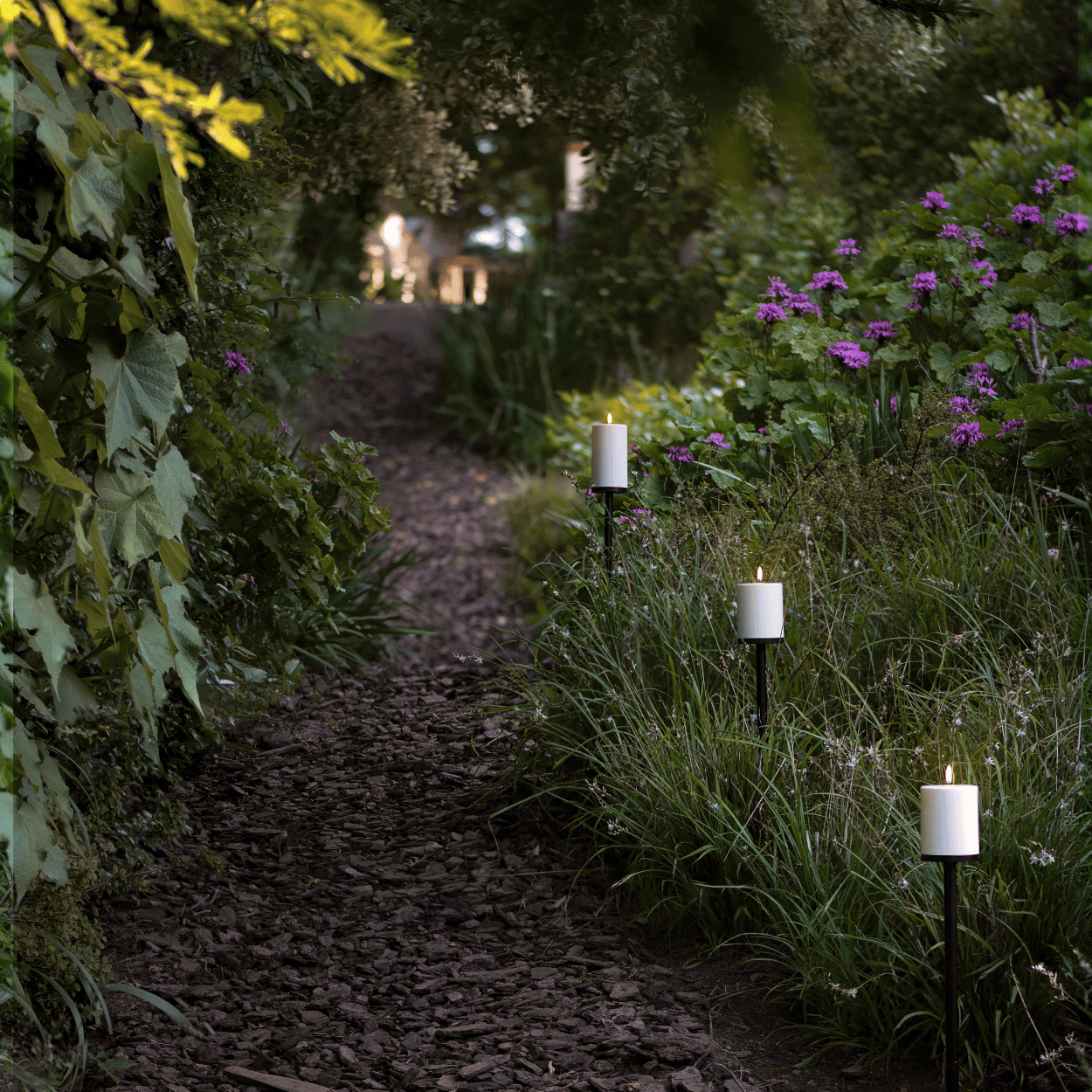 Outdoor Candle Holder with Spike and Base for Stump LED Candles – W8.4 x H60 cm