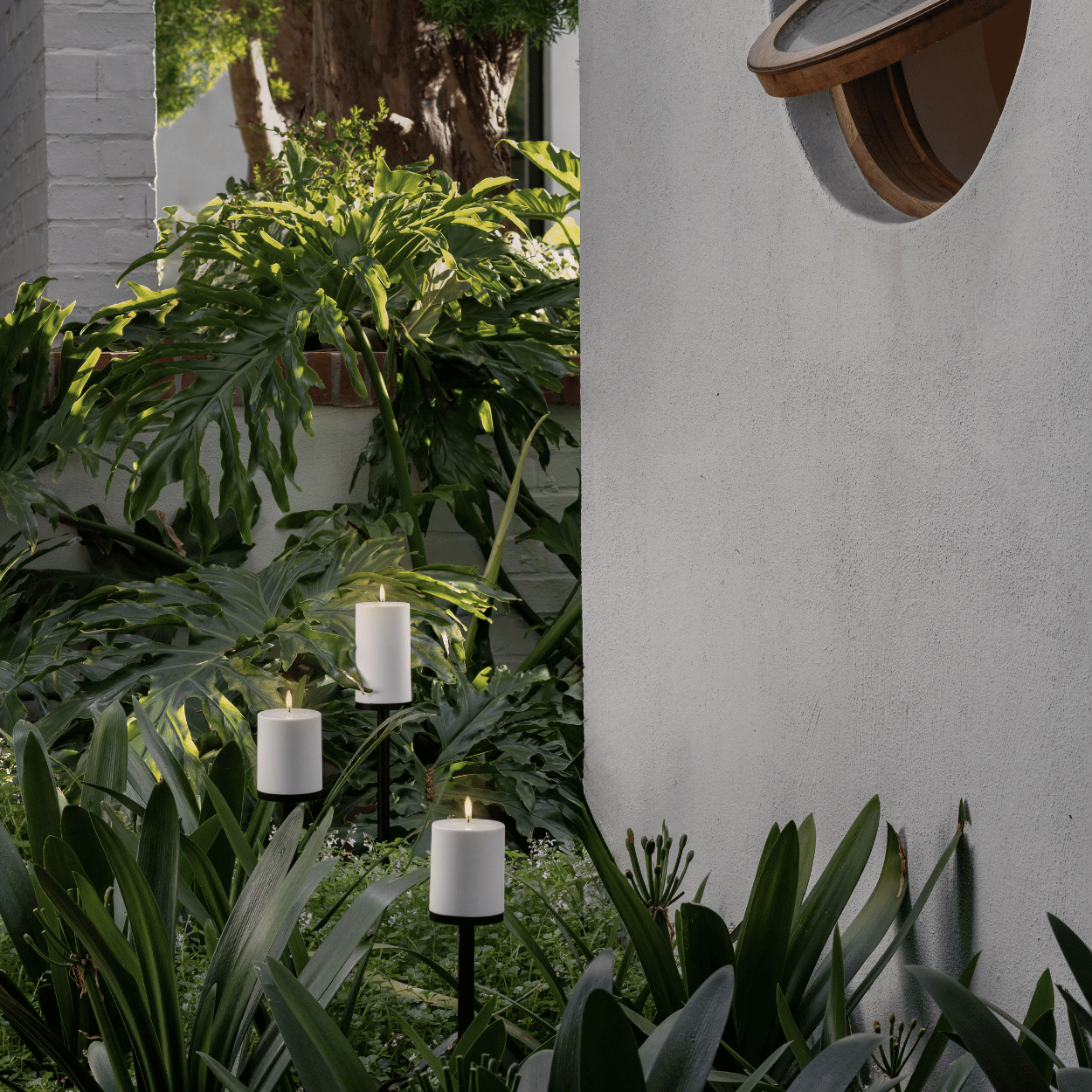 Outdoor Candle Holder with Spike and Base for Stump LED Candles – W8.4 x H60 cm