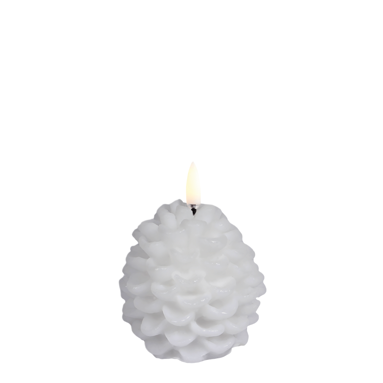 Uyuni Dennenappel LED Kaars – Nordic White, 7x7 cm