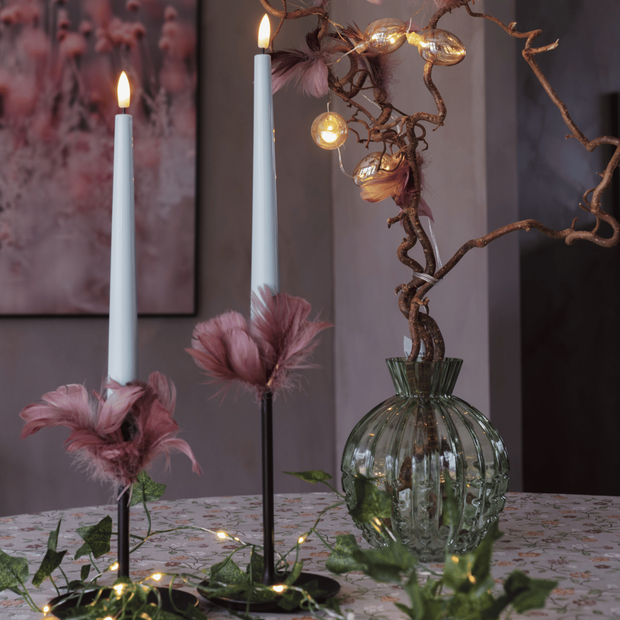 LED-Menükerzen-Set, blau, 2 Stück, 2,3 x 26 cm