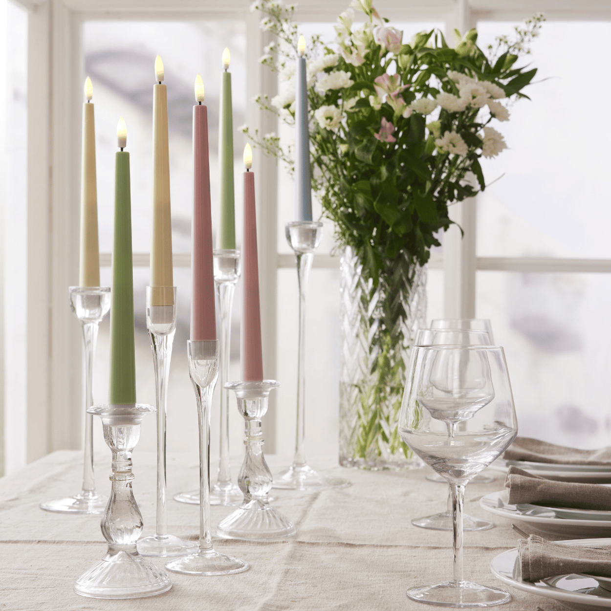 LED Dinerkaarsen Set, Roze, 2 Stuks, 2,3x26 cm