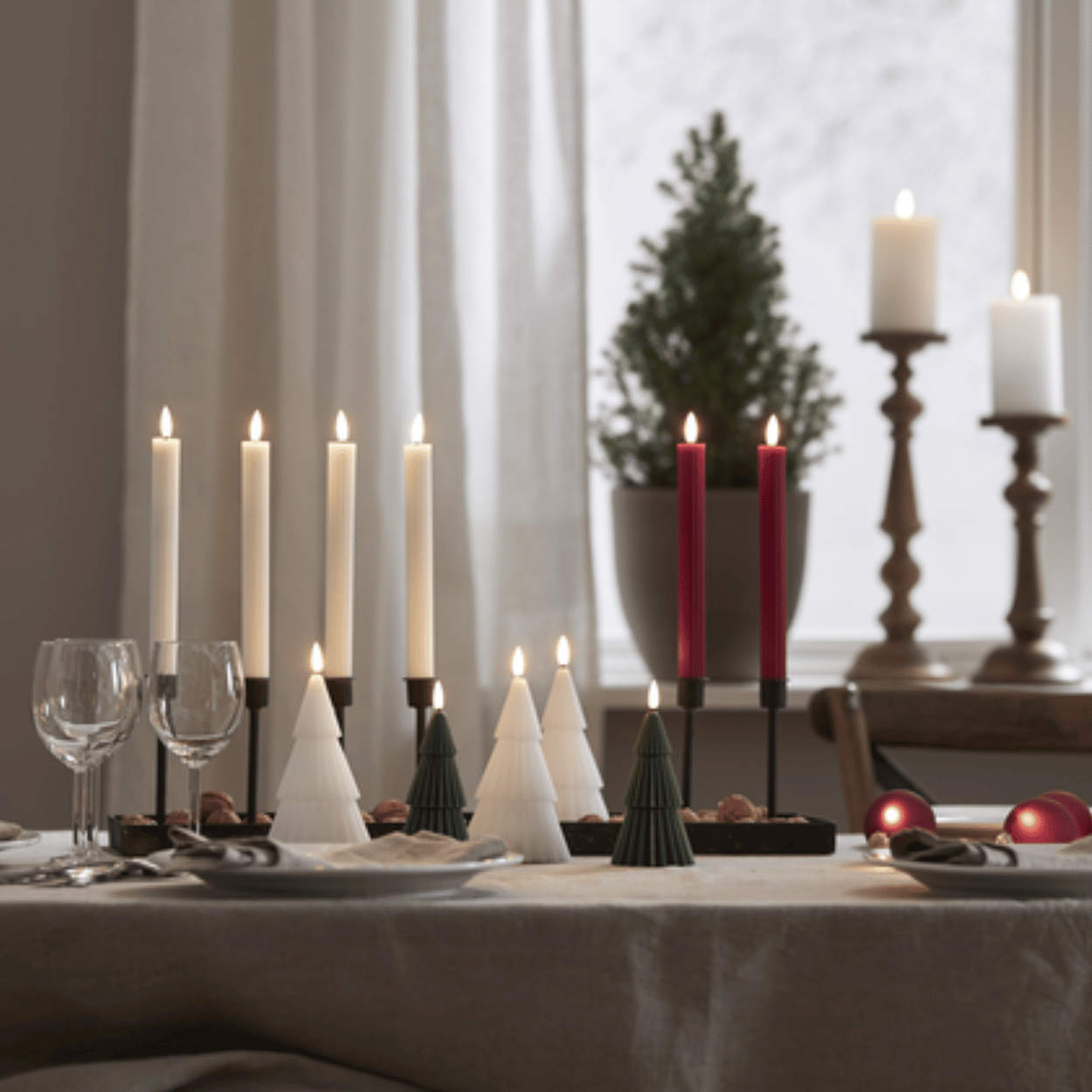 LED-Weihnachtsbaumkerzen-Set – Grün und Weiß