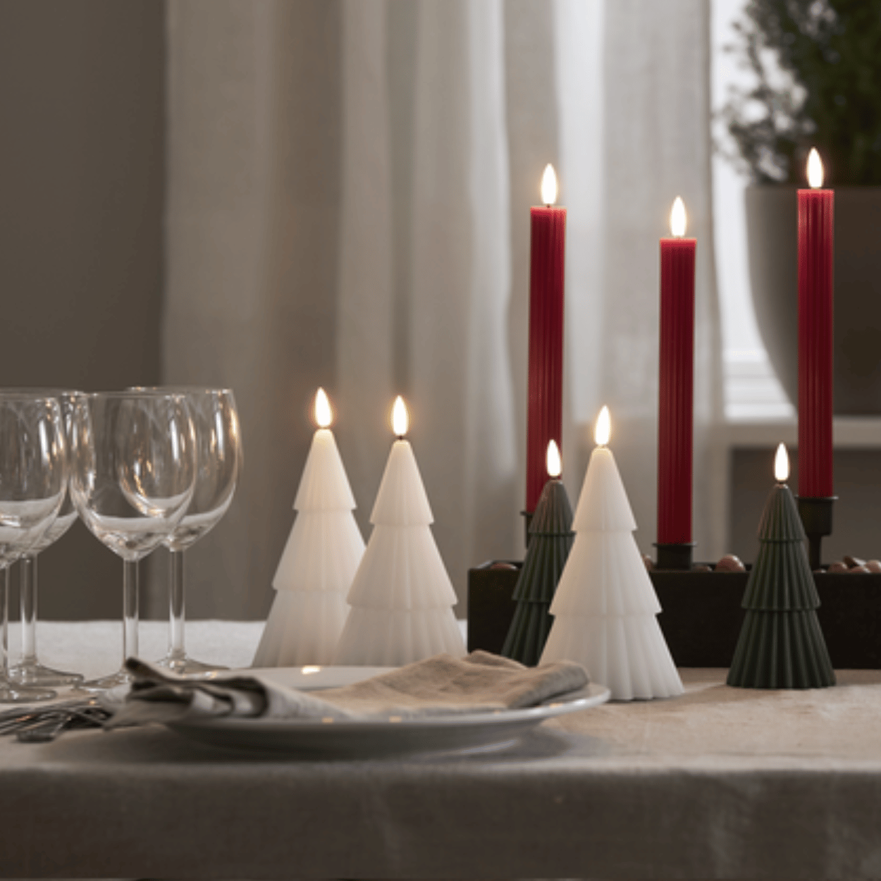 LED Kerstboomkaars – Groen, 7x15 cm