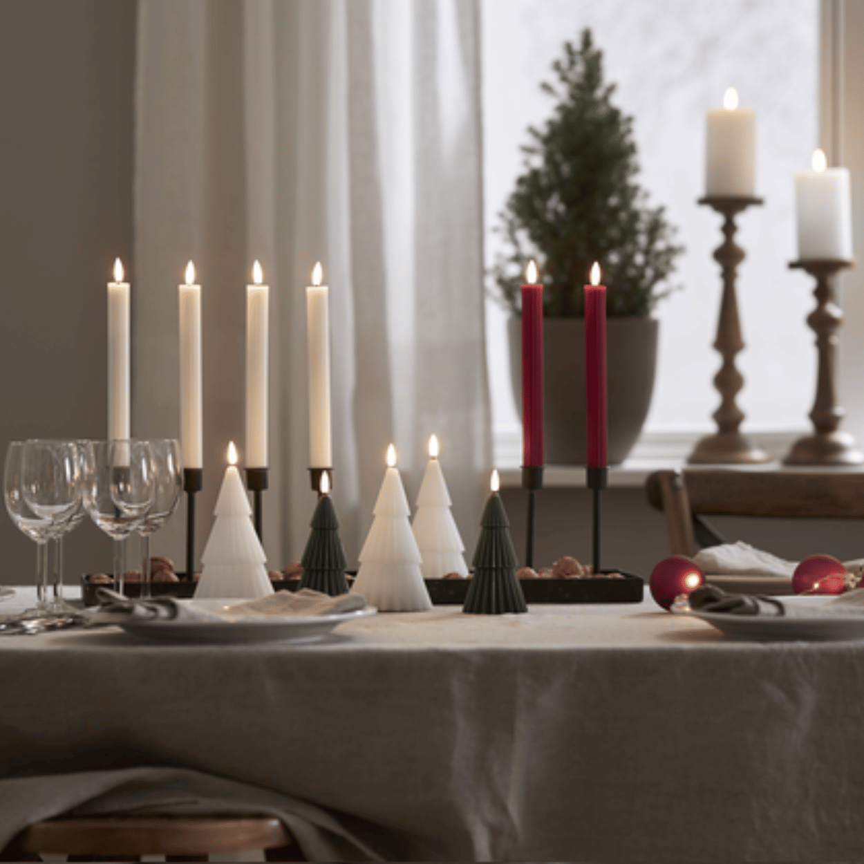 LED Kerstboomkaars – Groen, 7x15 cm