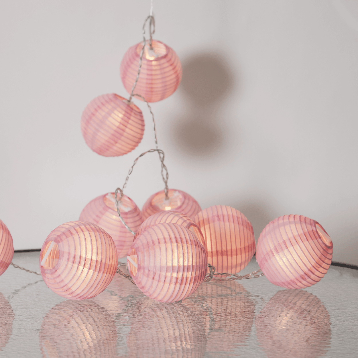 LED Light String – Festival – Pink Paper Lanterns – Indoor – 10 Lights