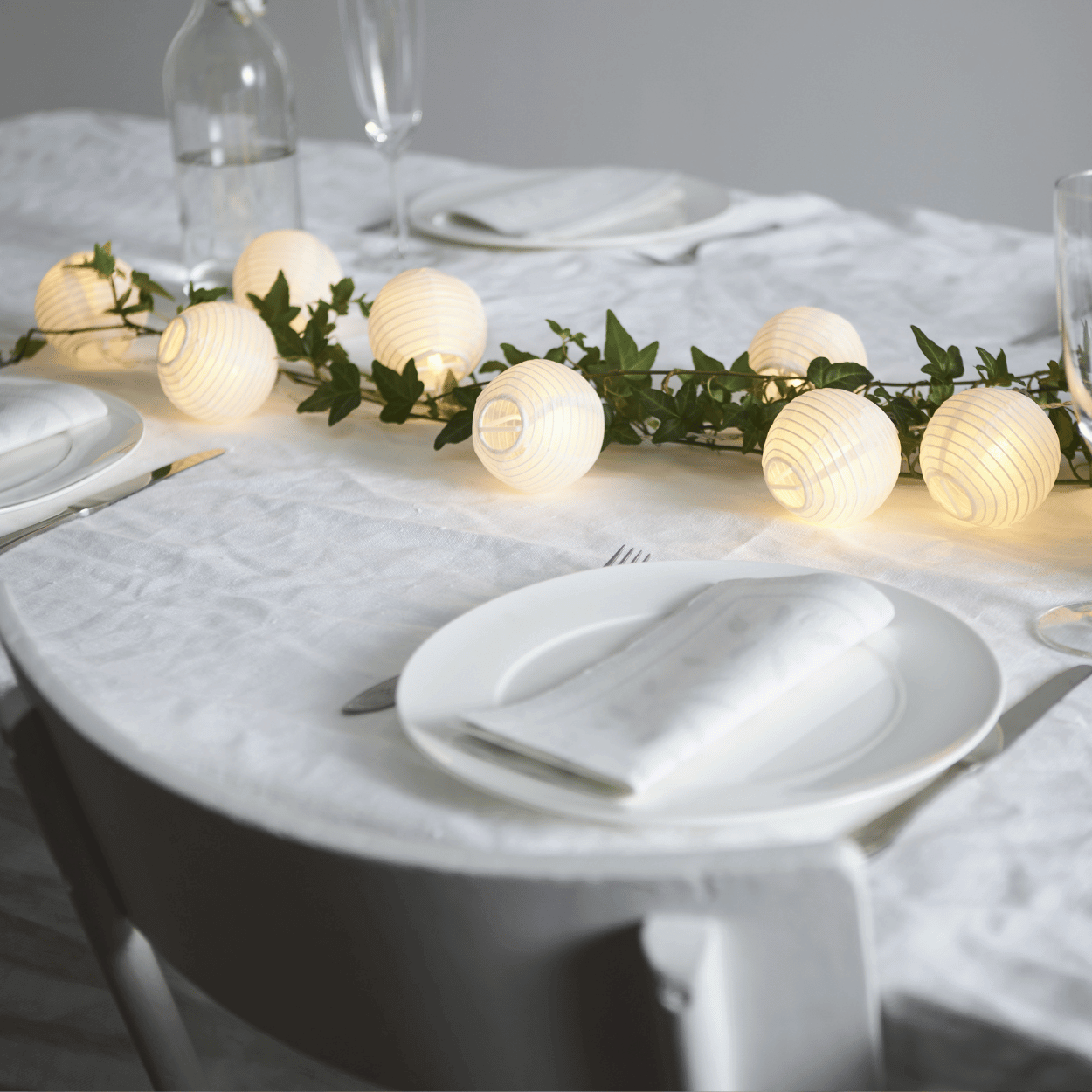 LED Light String – Festival – White Paper Lanterns – Indoor – 10 Lights