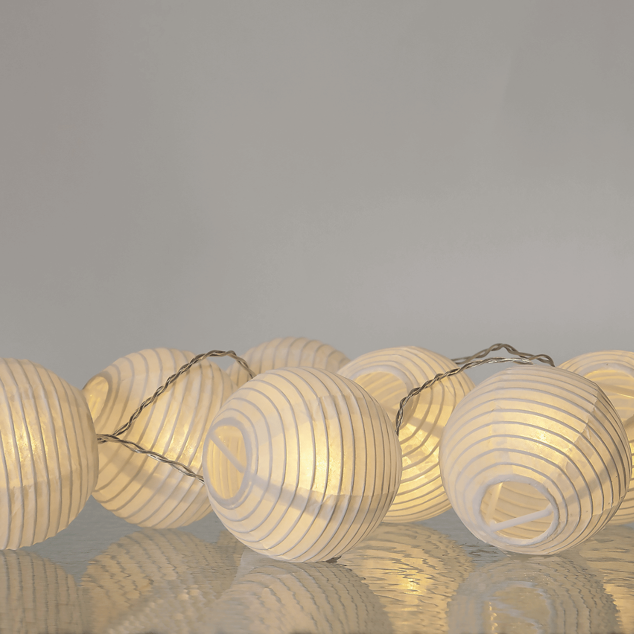LED Light String – Festival – White Paper Lanterns – Indoor – 10 Lights