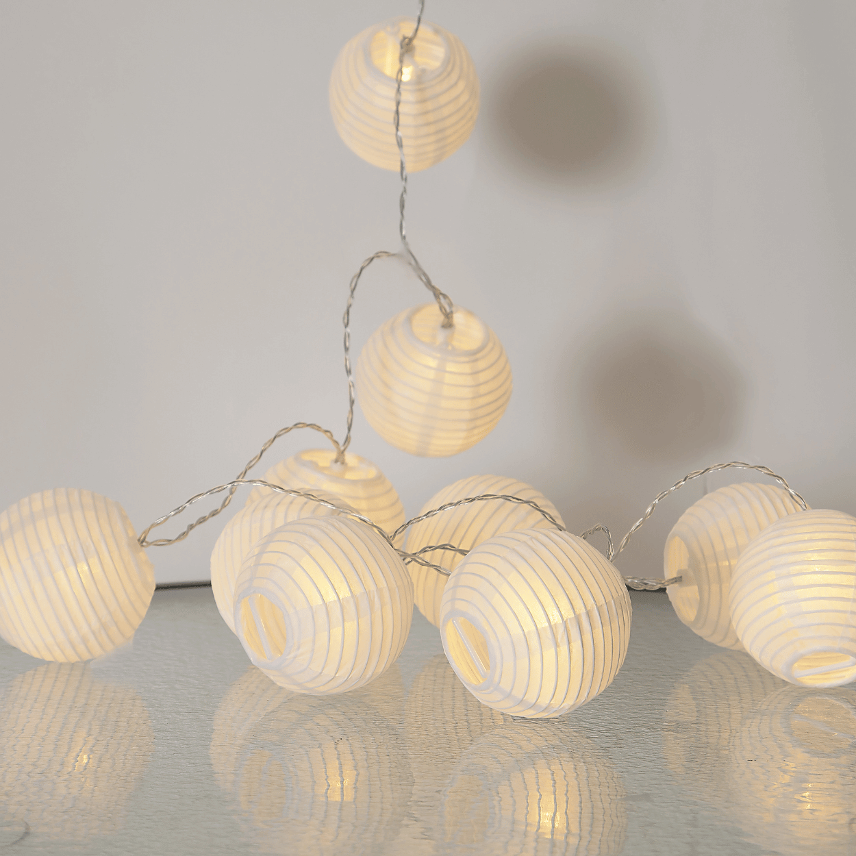 LED Light String – Festival – White Paper Lanterns – Indoor – 10 Lights