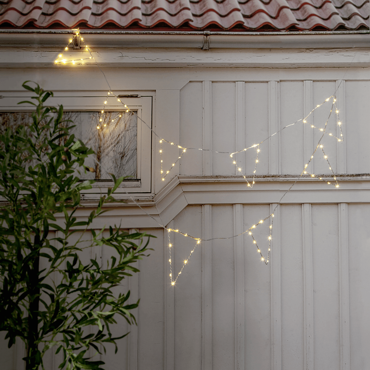 LED Lichtsnoer – Penny – Zilveren Vlaggetjes – Buiten – 8 Lampjes