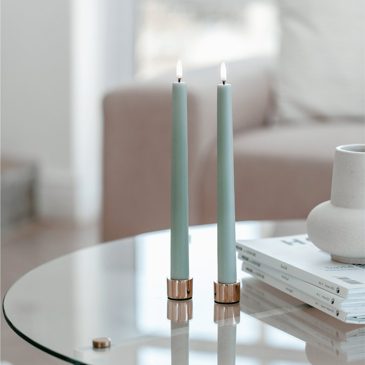 Light kandelaar voor dinerkaars, Rose Gold, 2 stuks, 3,25x2,32 cm