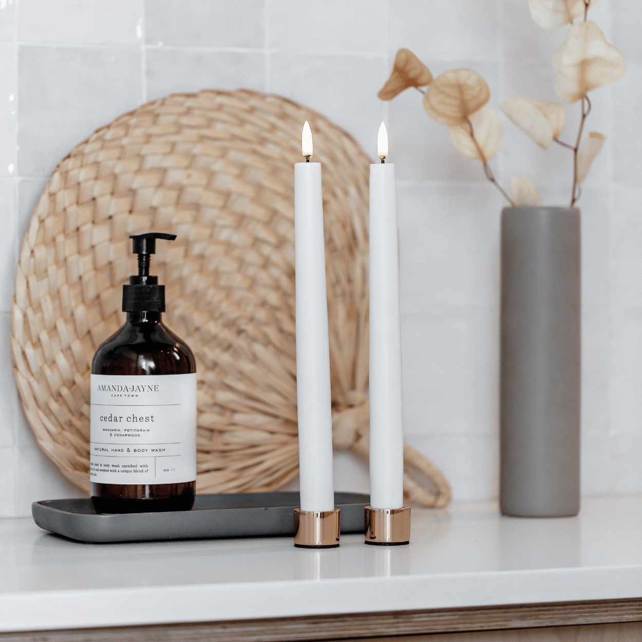 Light kandelaar voor dinerkaars, Rose Gold, 2 stuks, 3,25x2,32 cm