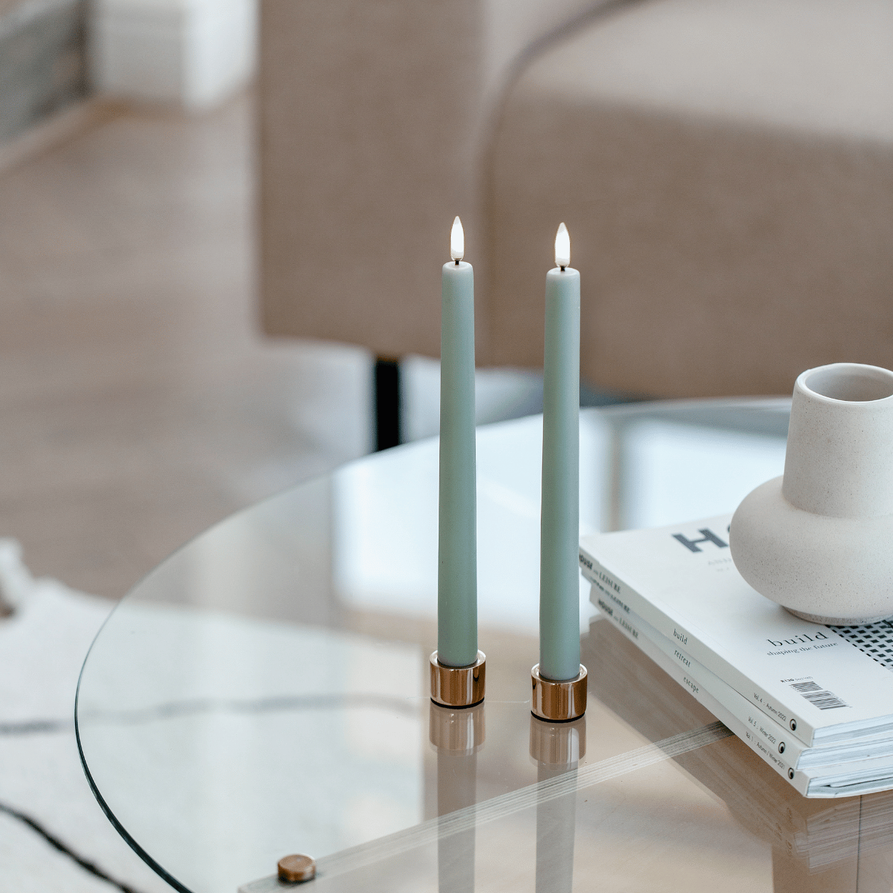 Light kandelaar voor dinerkaars, Rose Gold, 2 stuks, 3,25x2,32 cm