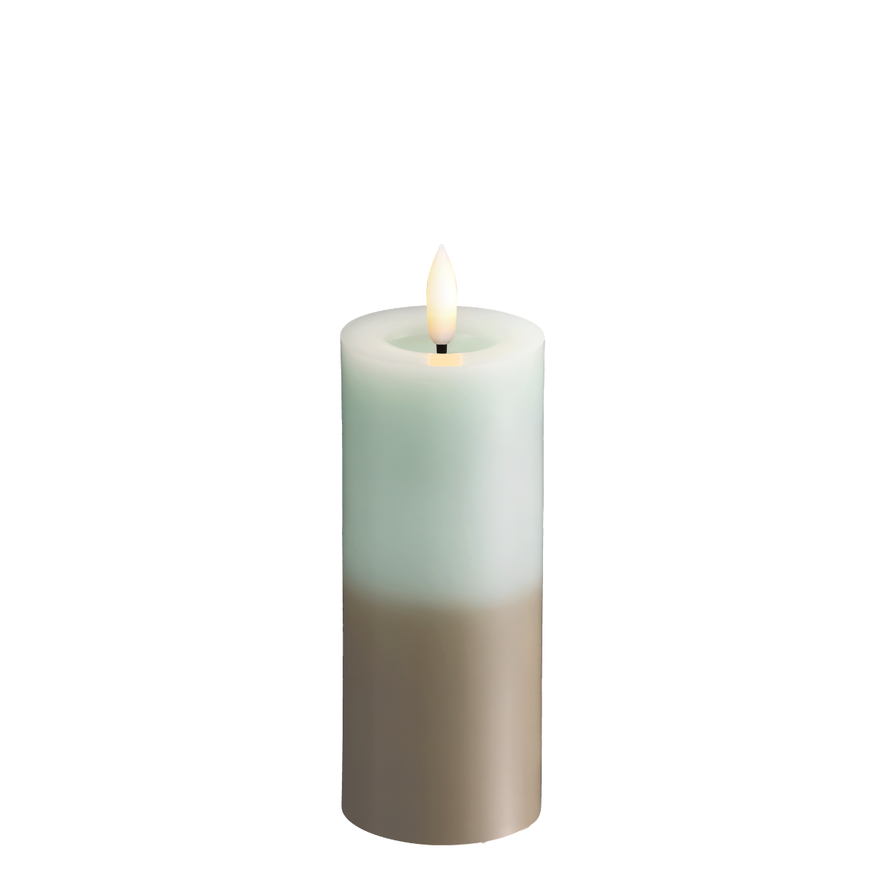 Moods & More LED Pillar Candle – Silk Melted – Multi-colour Green – 49x125 mm