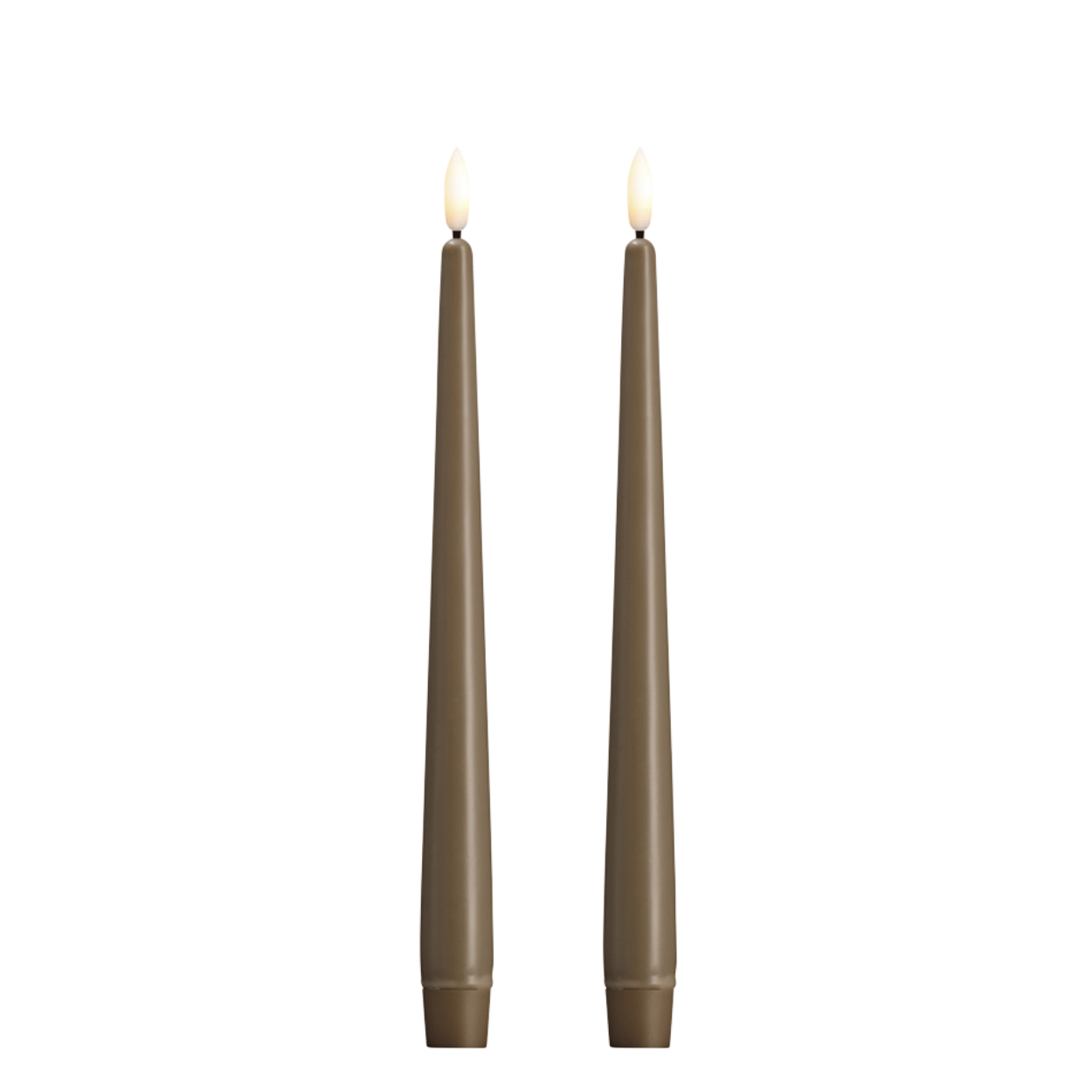 Moods & More LED dinerkaarsen Silk Dark Sand – 2 stuks – 2,3x25 cm