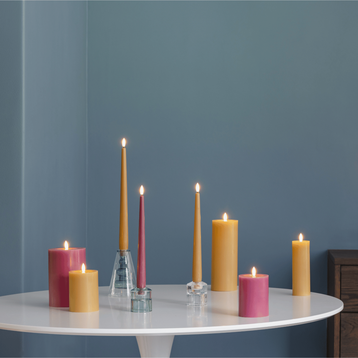 Moods & More LED dinerkaarsen Silk Vintage Rose – 2 stuks – 2,3x25 cm