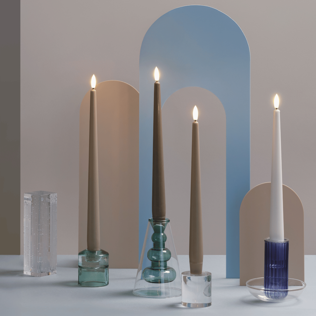 Moods & More LED dinerkaarsen Silk Wit – 2 stuks – 2,3x25 cm