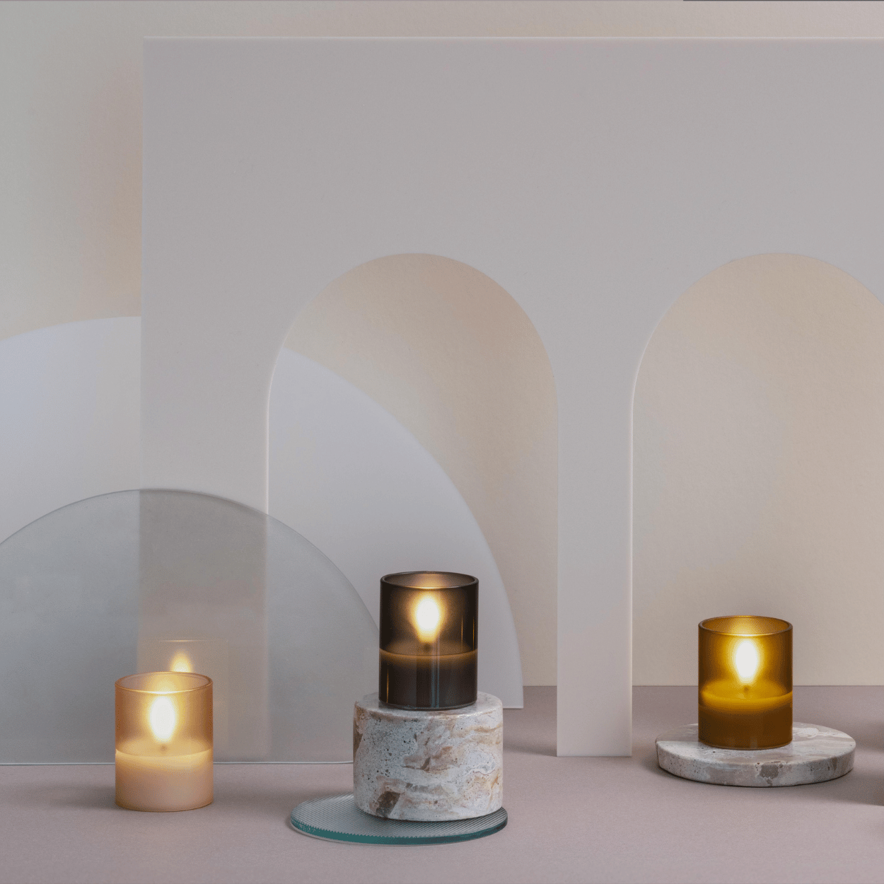 Moods & More LED glaswaxinelicht Hurricane Champagne – 2 stuks – 4,7x5,7 cm