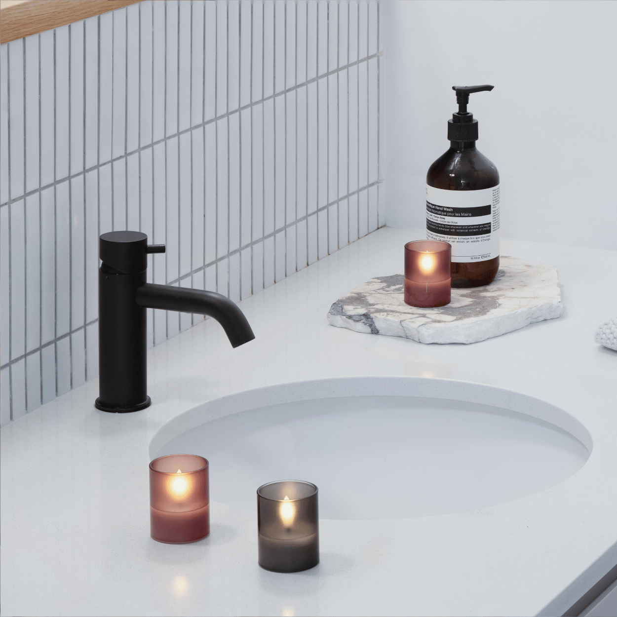 Moods & More LED glaswaxinelicht Hurricane Charcoal – 2 stuks – 4,7x5,7 cm