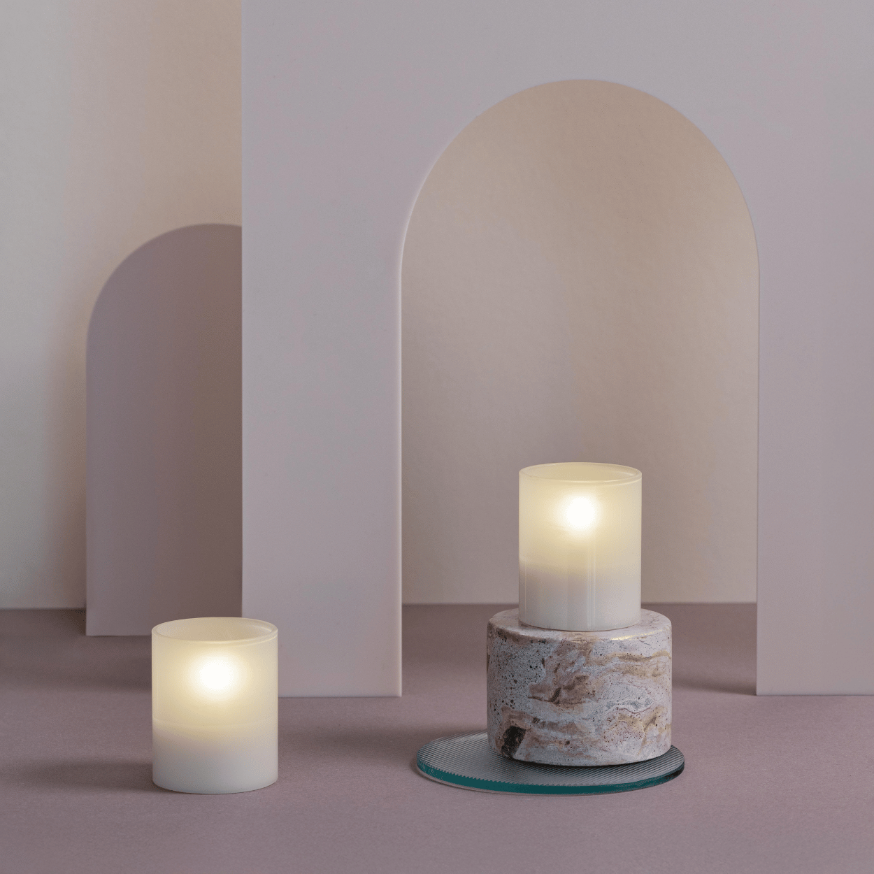 Moods & More LED glaswaxinelicht Hurricane Vanilla – 2 stuks – 4,7x5,7 cm