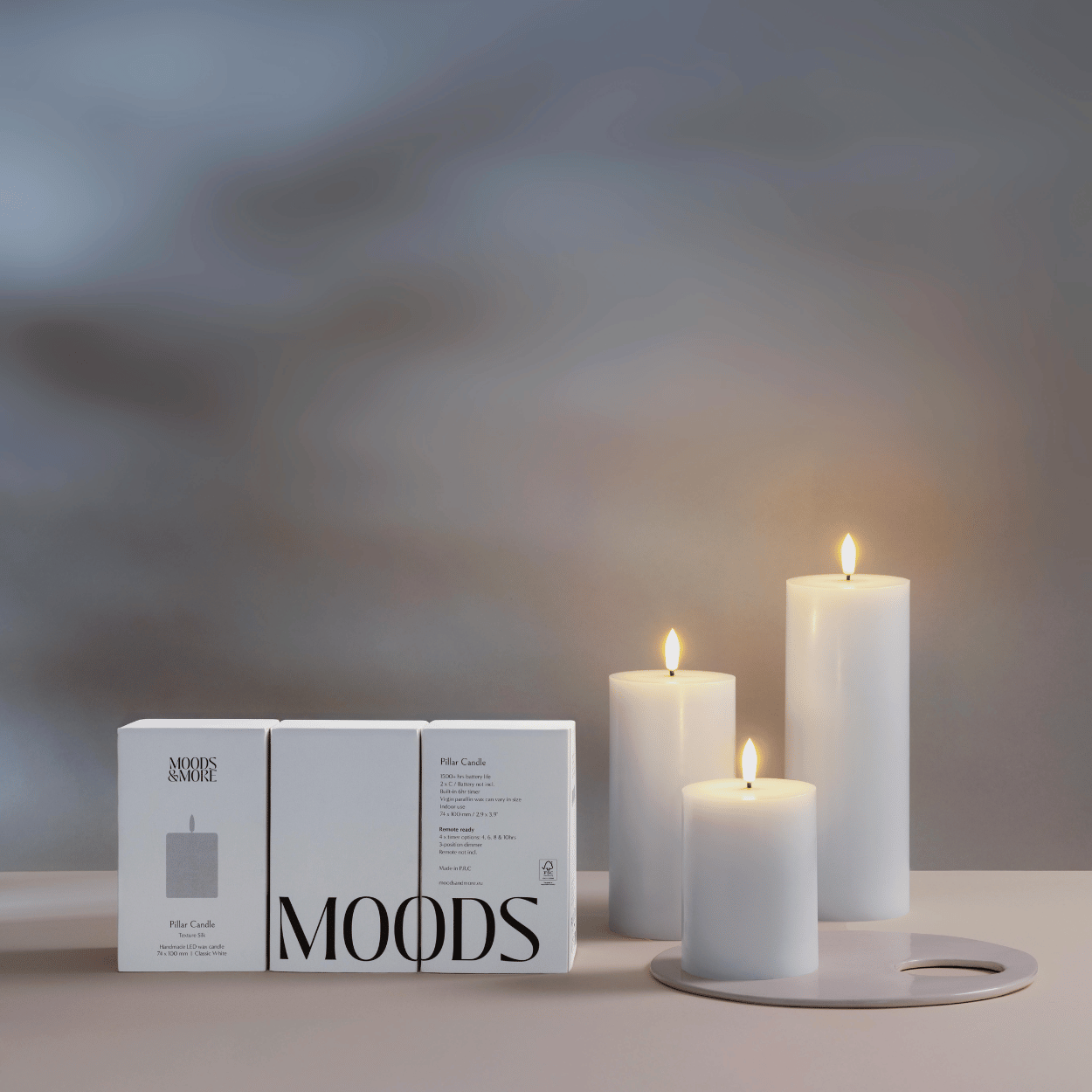 Moods & More LED stompkaars Silk Wit – 7,4x10 cm