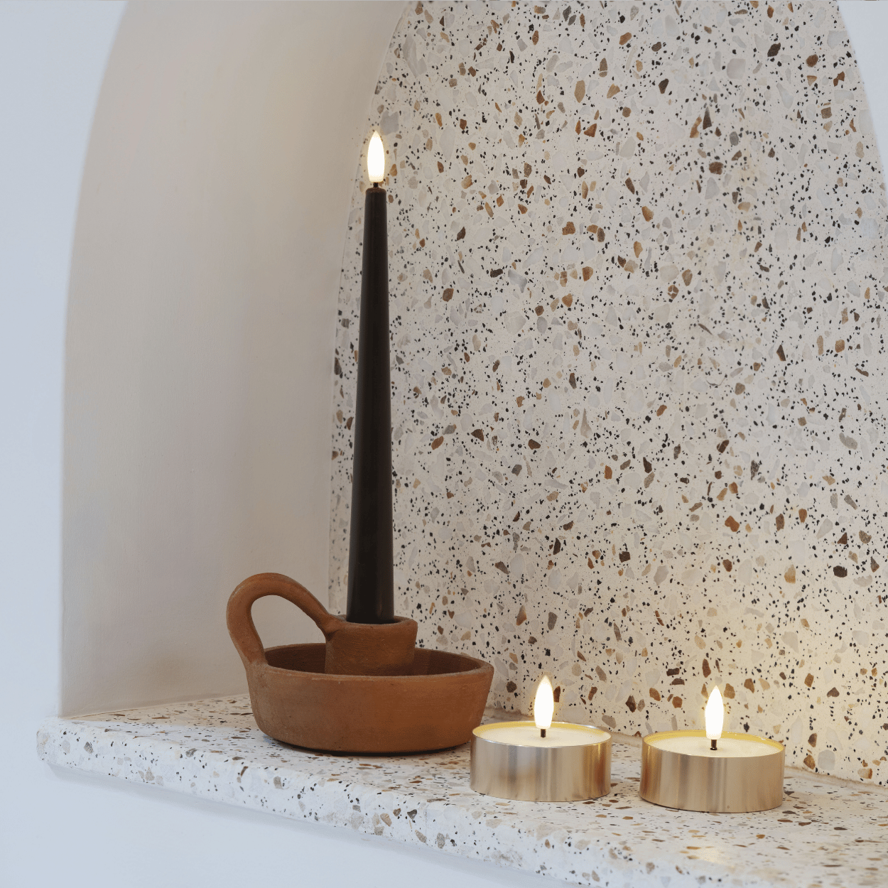 Moods & More LED waxinelichtje Melted Messing – 6,3x2,5 cm