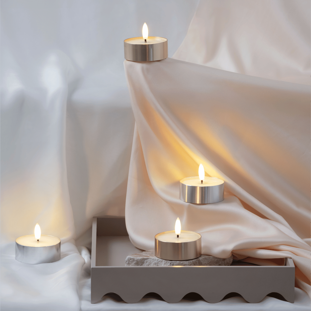 Moods & More LED waxinelichtje Melted Messing – 6,3x2,5 cm