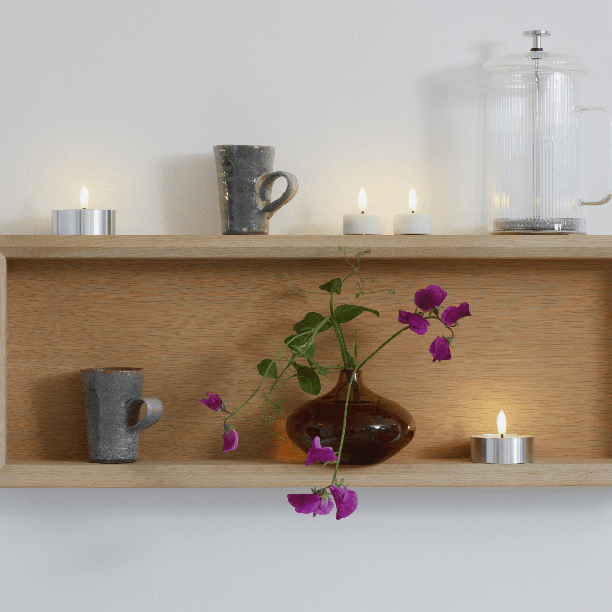 Moods & More LED waxinelichtje Melted Zilver – 6,3x2,5 cm