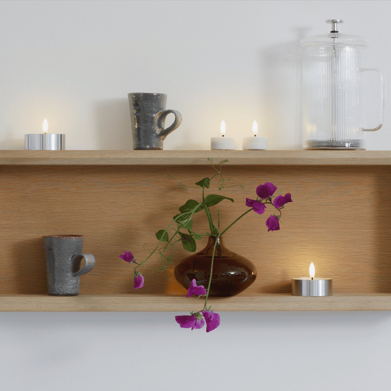 Moods & More LED waxinelichtje Melted Zilver – 6,3x2,5 cm