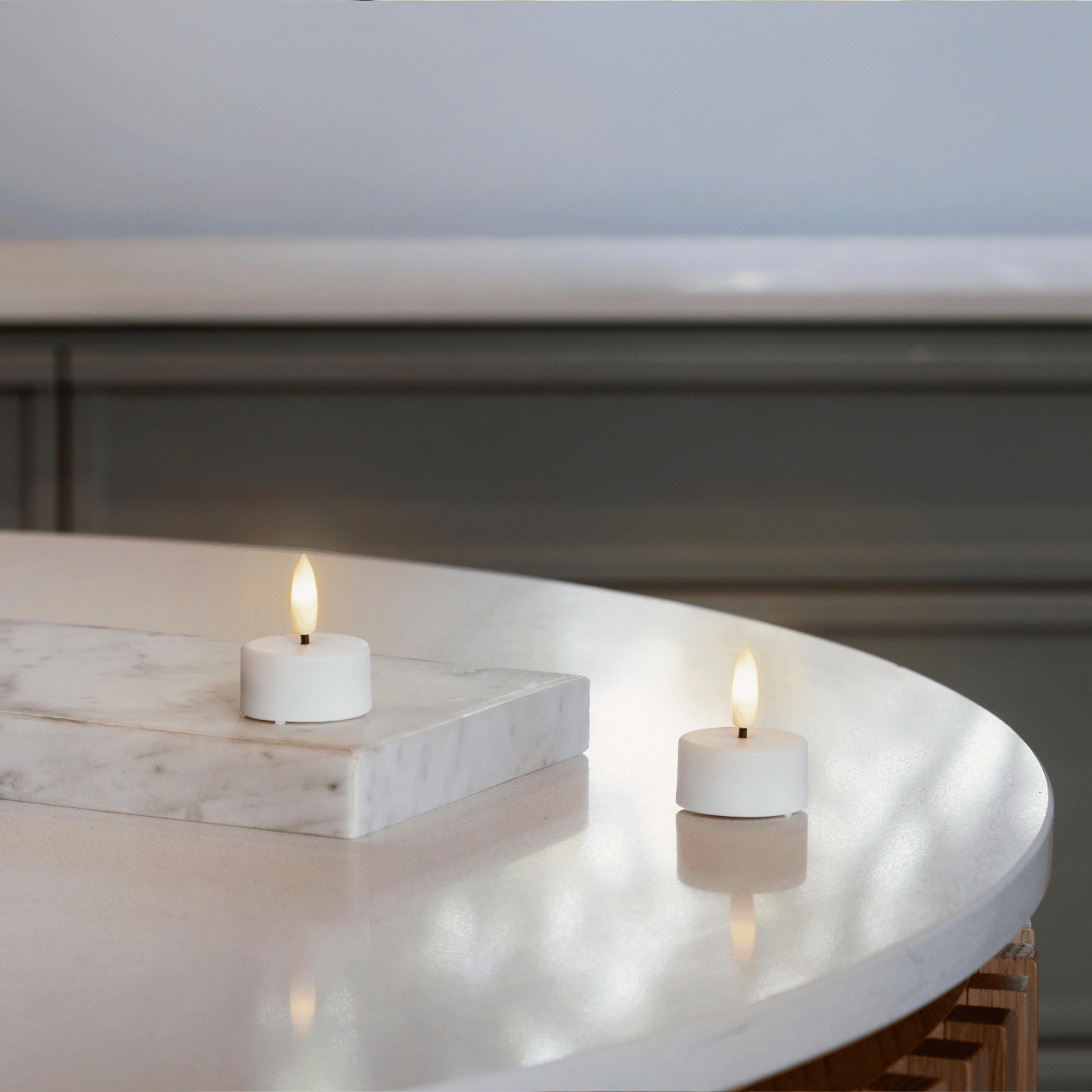 Moods & More LED waxinelichtjes Wit – 2 stuks – 3,9x2 cm