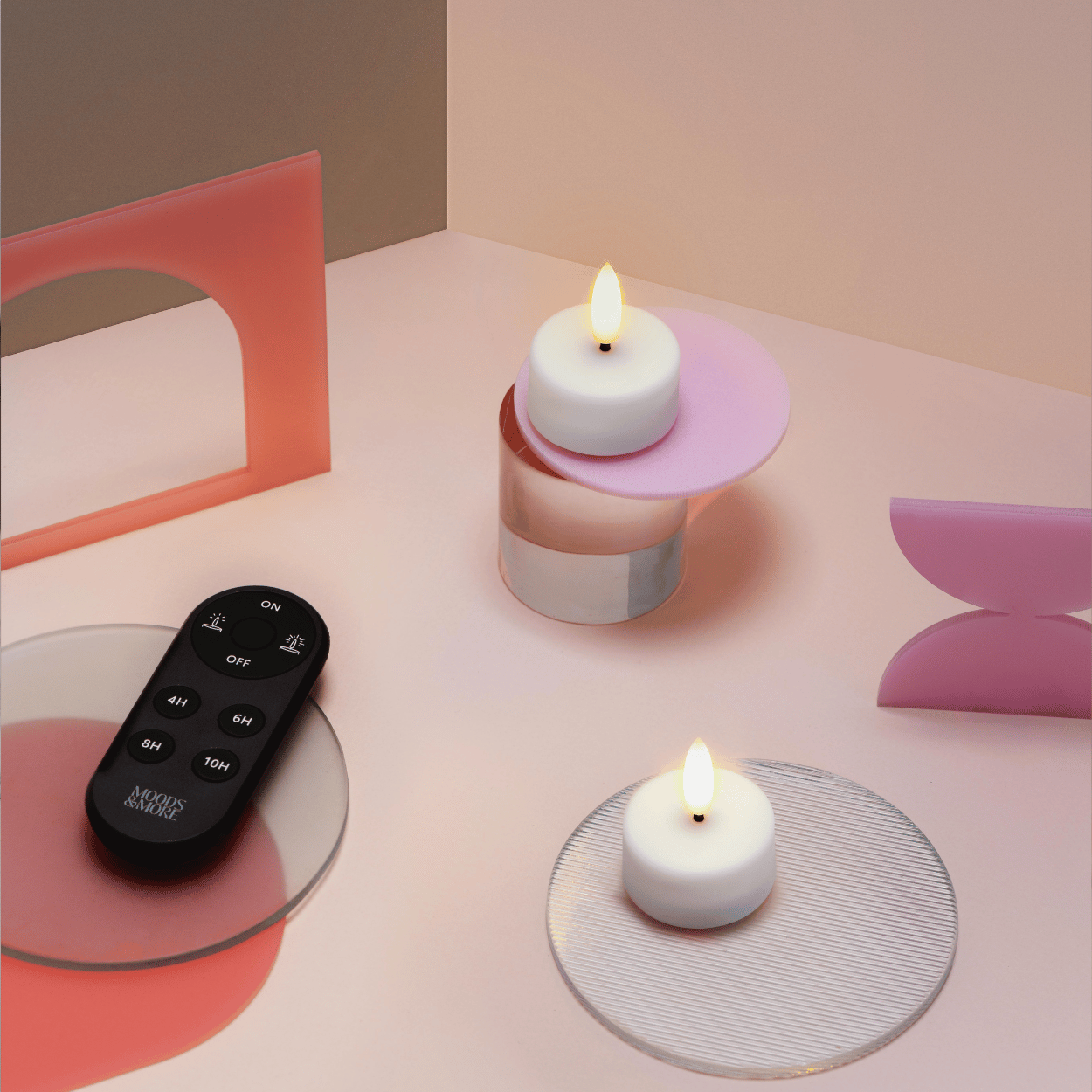 Moods & More LED waxinelichtjes Wit – 2 stuks – 3,9x2 cm