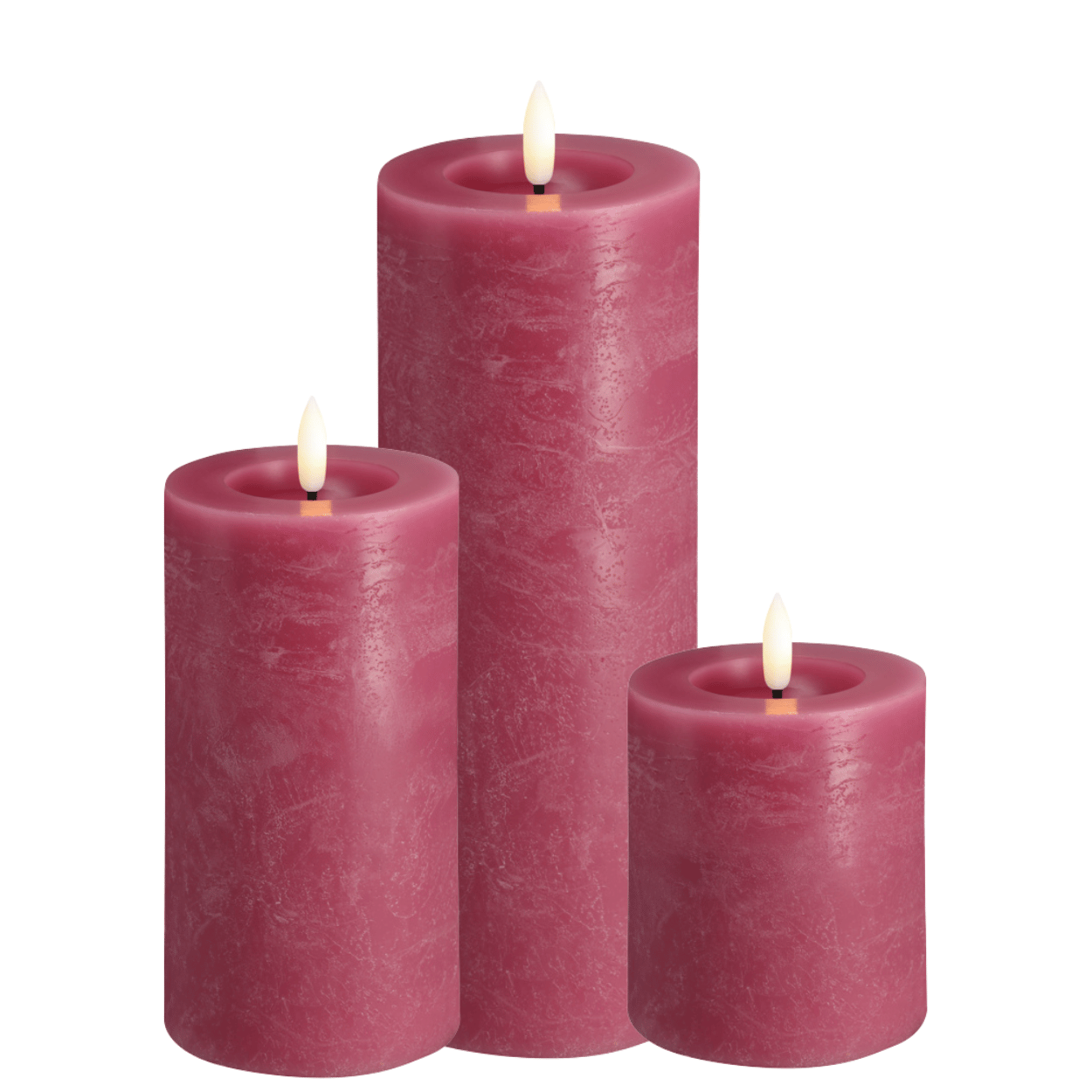 Moods & More Set van 3 LED Stompkaarsen – Rock Smeltbad-effect – Vintage Rose