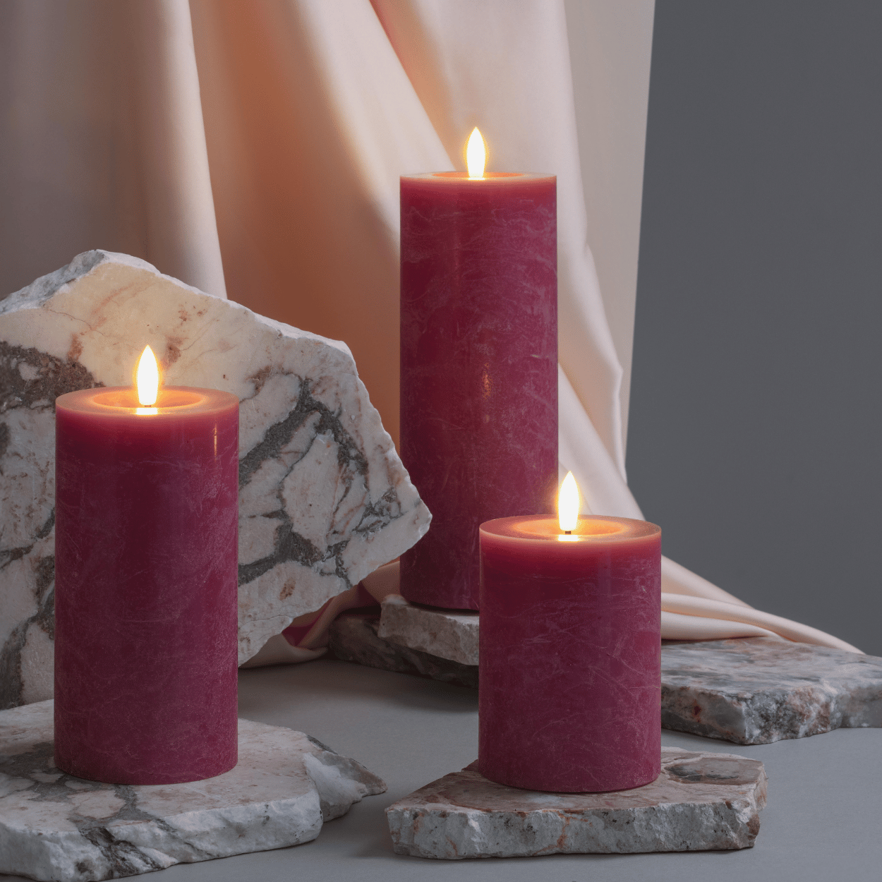 Moods & More Set van 3 LED Stompkaarsen – Rock Smeltbad-effect – Vintage Rose