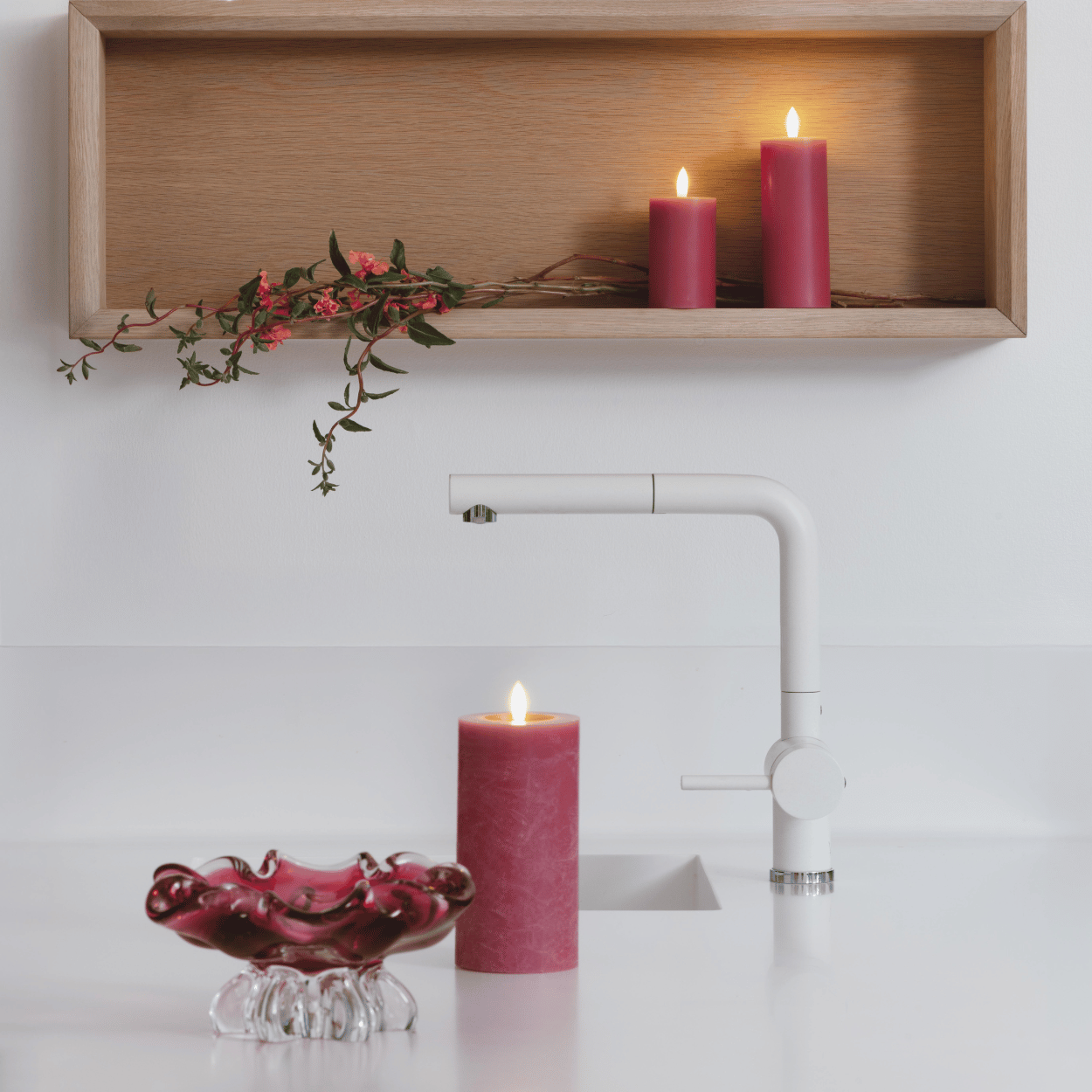 Moods & More Set van 3 LED Stompkaarsen – Rock Smeltbad-effect – Vintage Rose