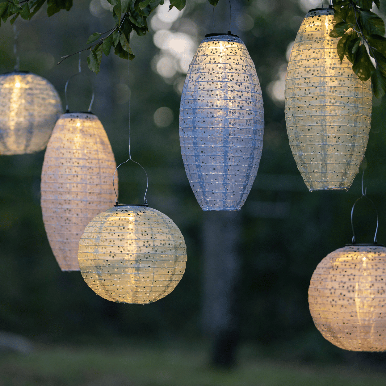 Solar Lampion - Ovaal blauw – Festival – Solar Tuinverlichting - 25x40 cm