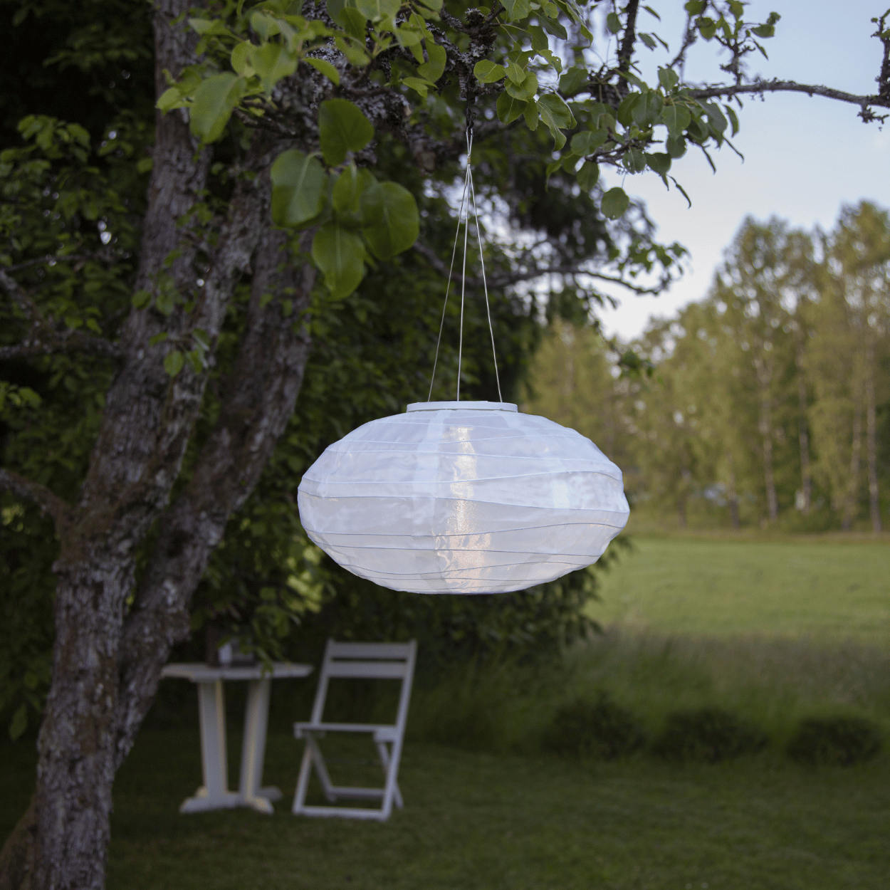 Solar Lampion – Ovaal Wit – Festival – Solar Tuinverlichting – 19x35 cm