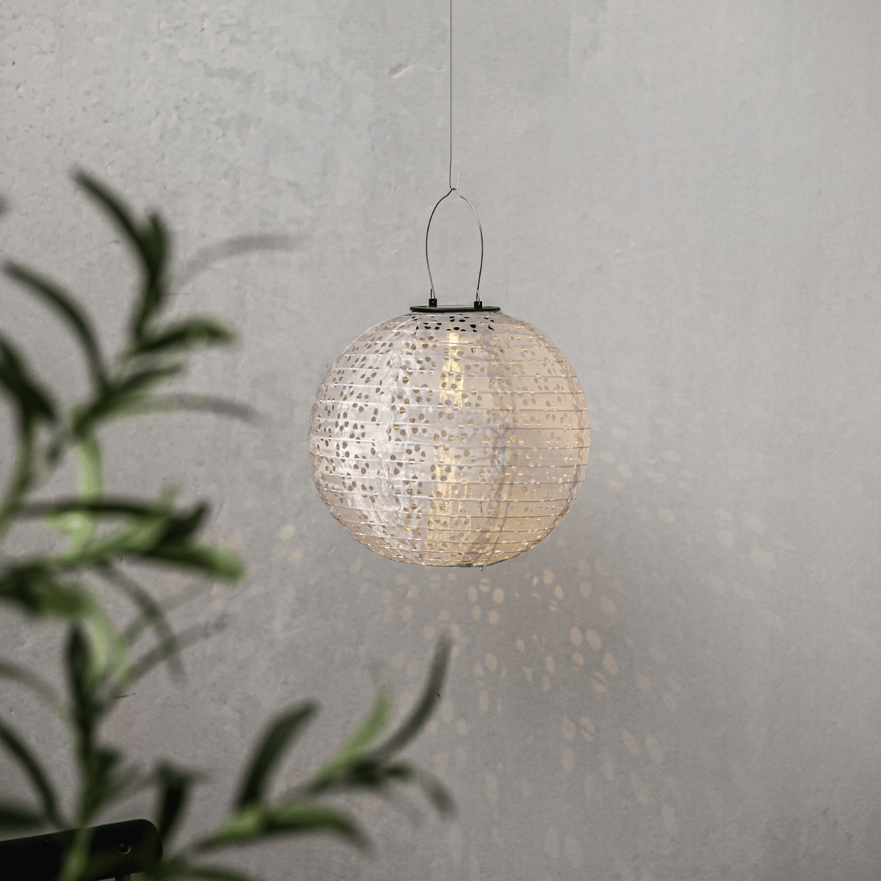 Solar Lampion – Rond Beige – Festival – Solar Tuinverlichting – 25x25 cm