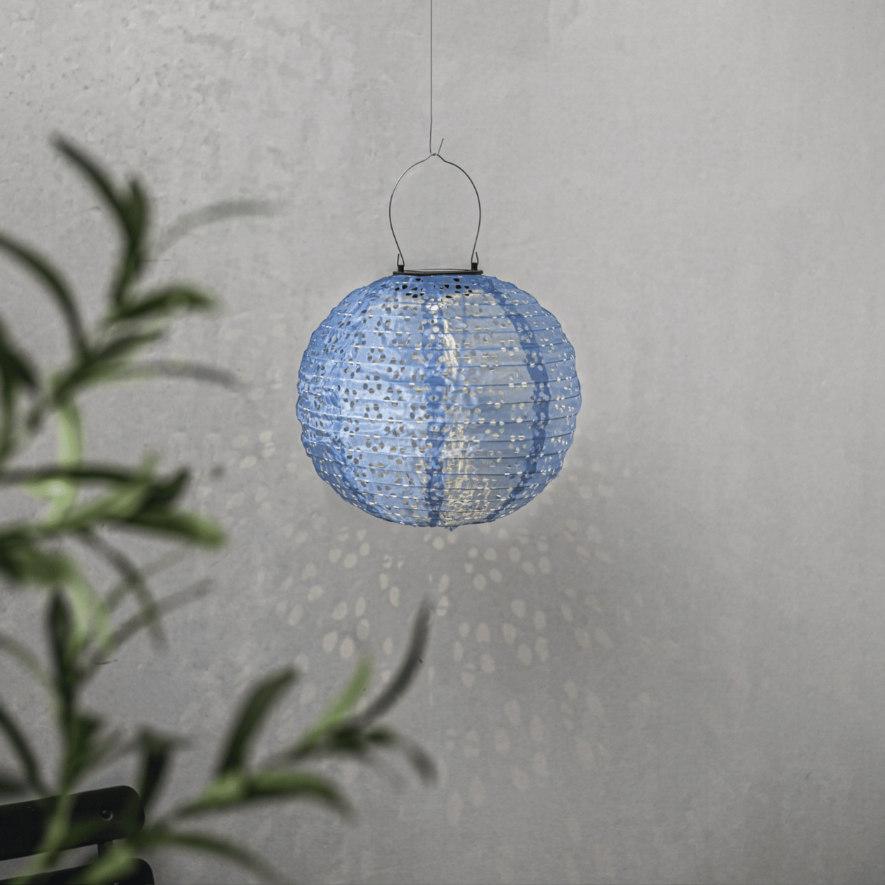 Solar Lampion – Rond Blauw – Festival – Solar Tuinverlichting – 25x25 cm