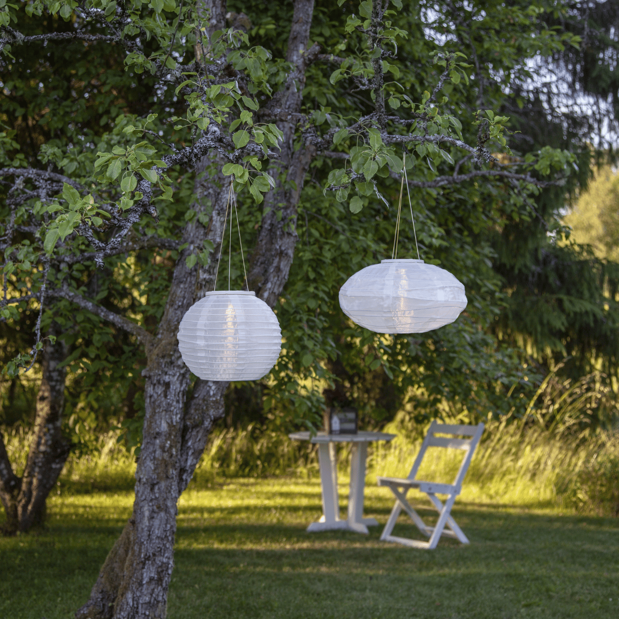 Solar Lampionenset – Wit – Festival – Ovaal & Rond – Solar Tuinverlichting