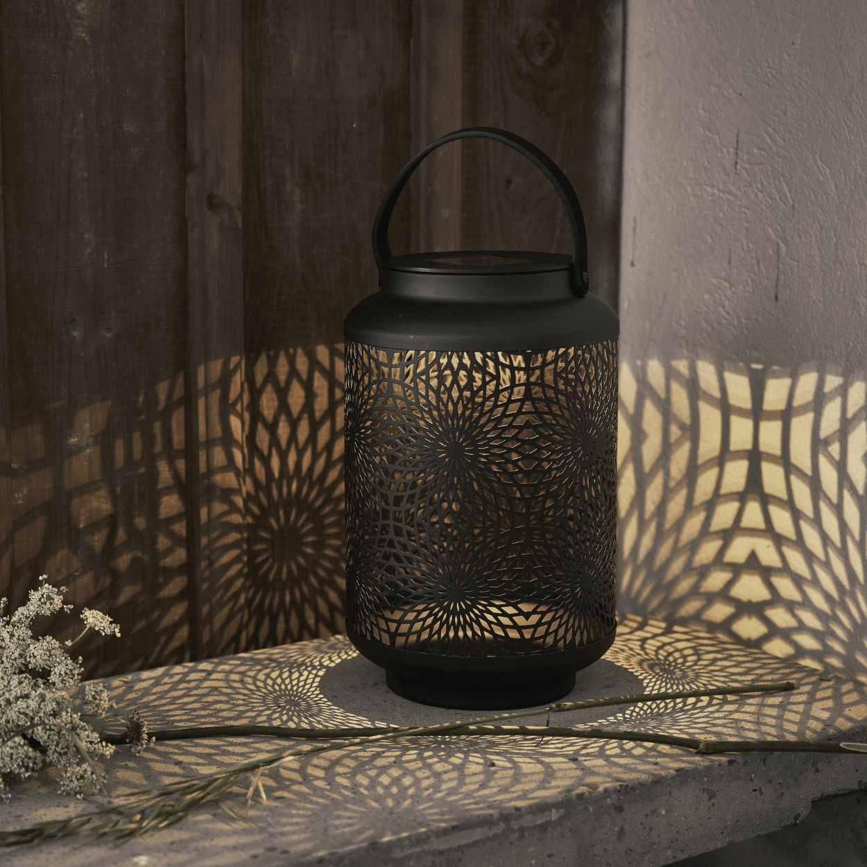 Solar Lantaarn Mandala – Zwart – 19x30 cm – Solar Tuinverlichting