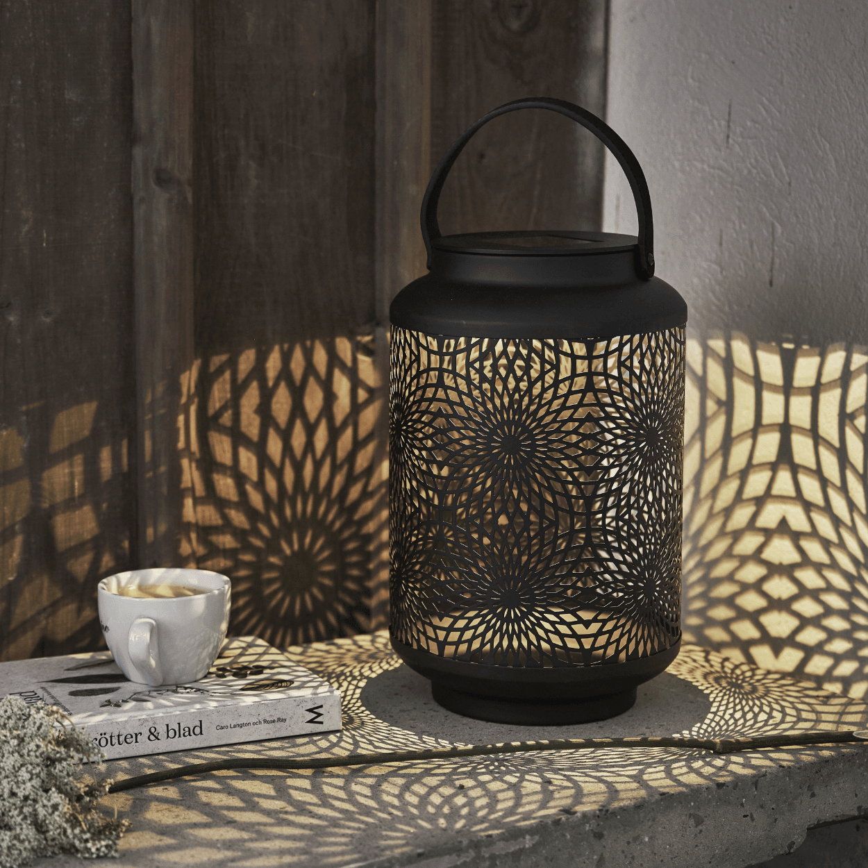 Solar Lantaarn Mandala – Zwart – 19x30 cm – Solar Tuinverlichting