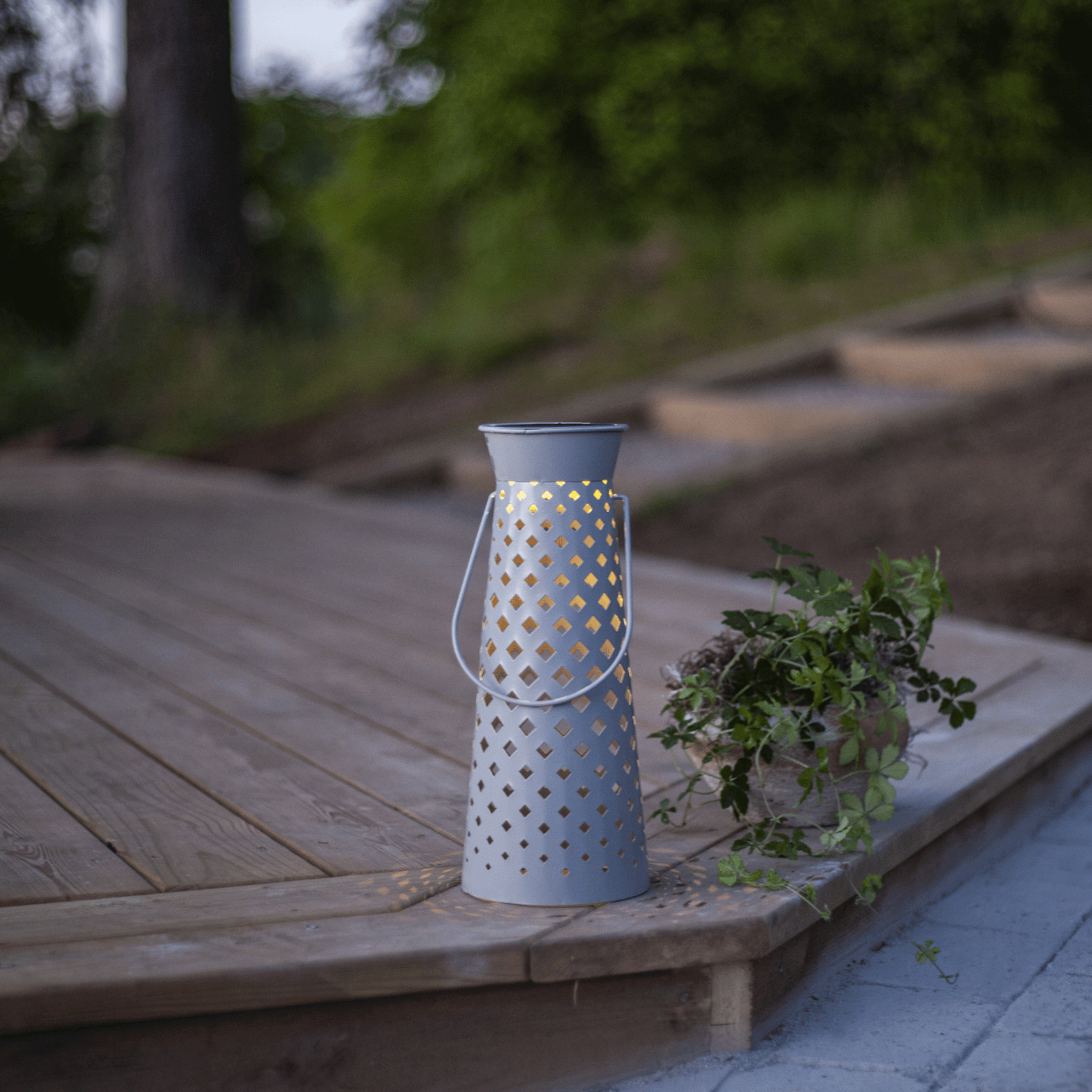 Solar Lantaarn Romby – Grijs – 13x32 cm – Solar Tuinverlichting