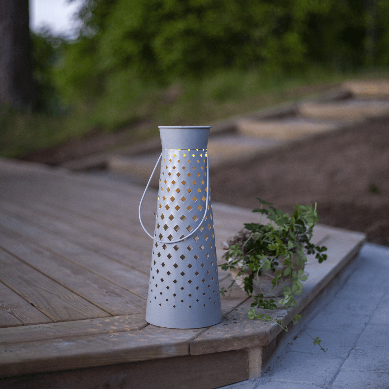 Solar Lantaarn Romby – Grijs – 15,5x38,5 cm – Solar Tuinverlichting