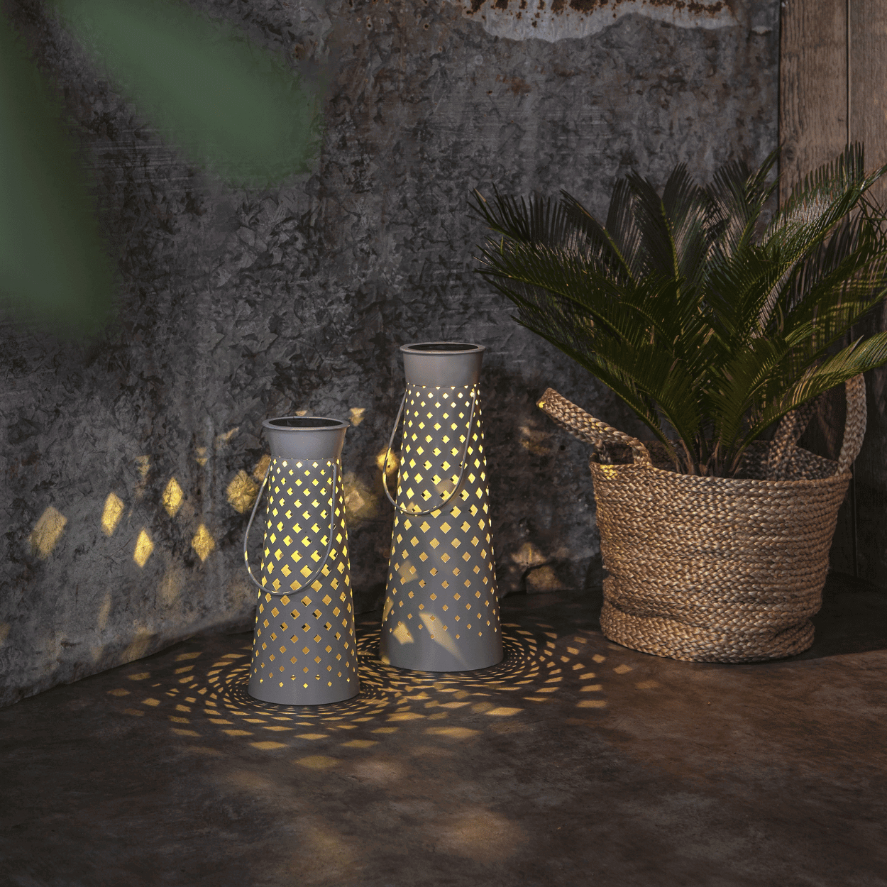 Solar Lantaarnenset Romby – Grijs – 2 stuks – Solar Tuinverlichting