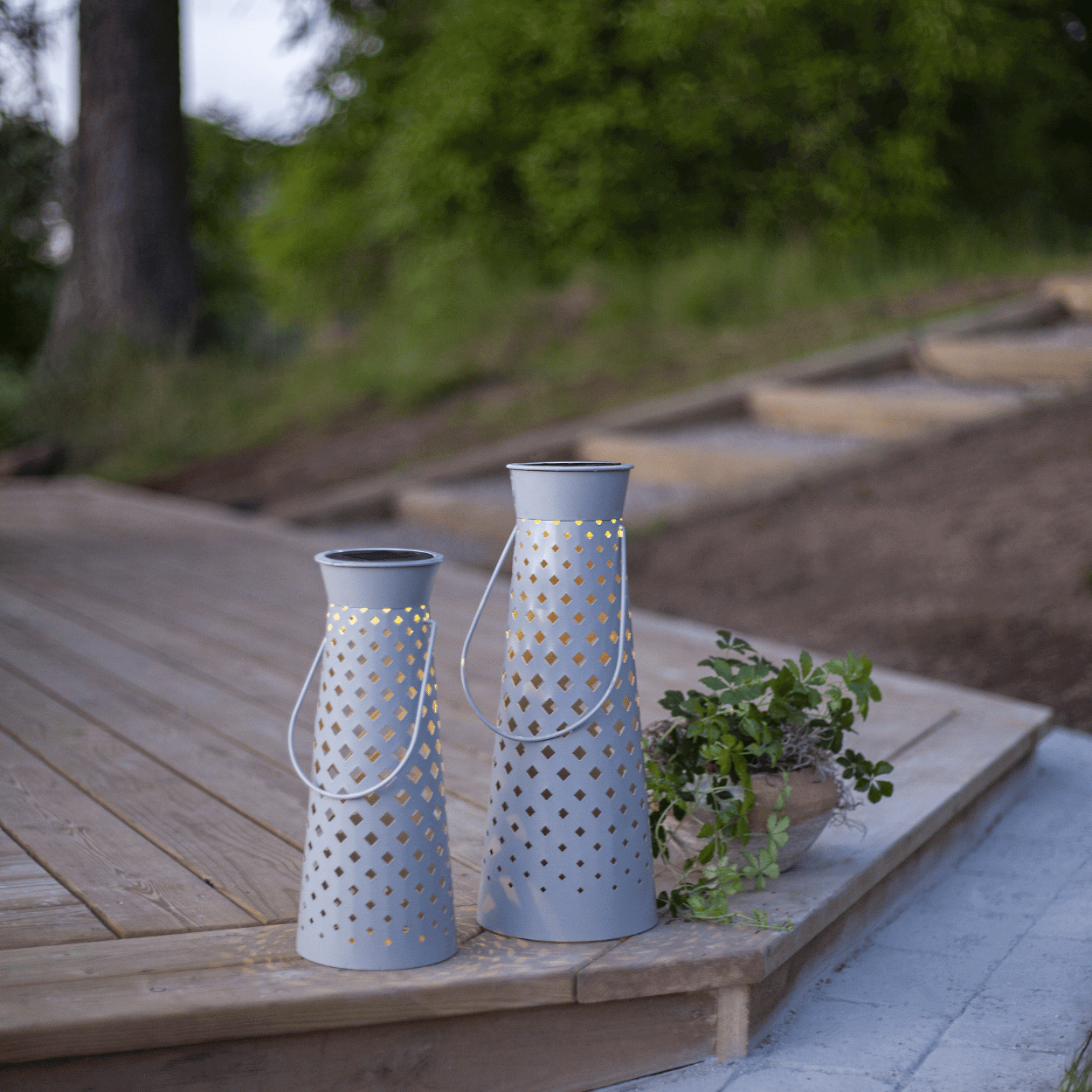 Solar Lantaarn Romby – Grijs – 15,5x38,5 cm – Solar Tuinverlichting