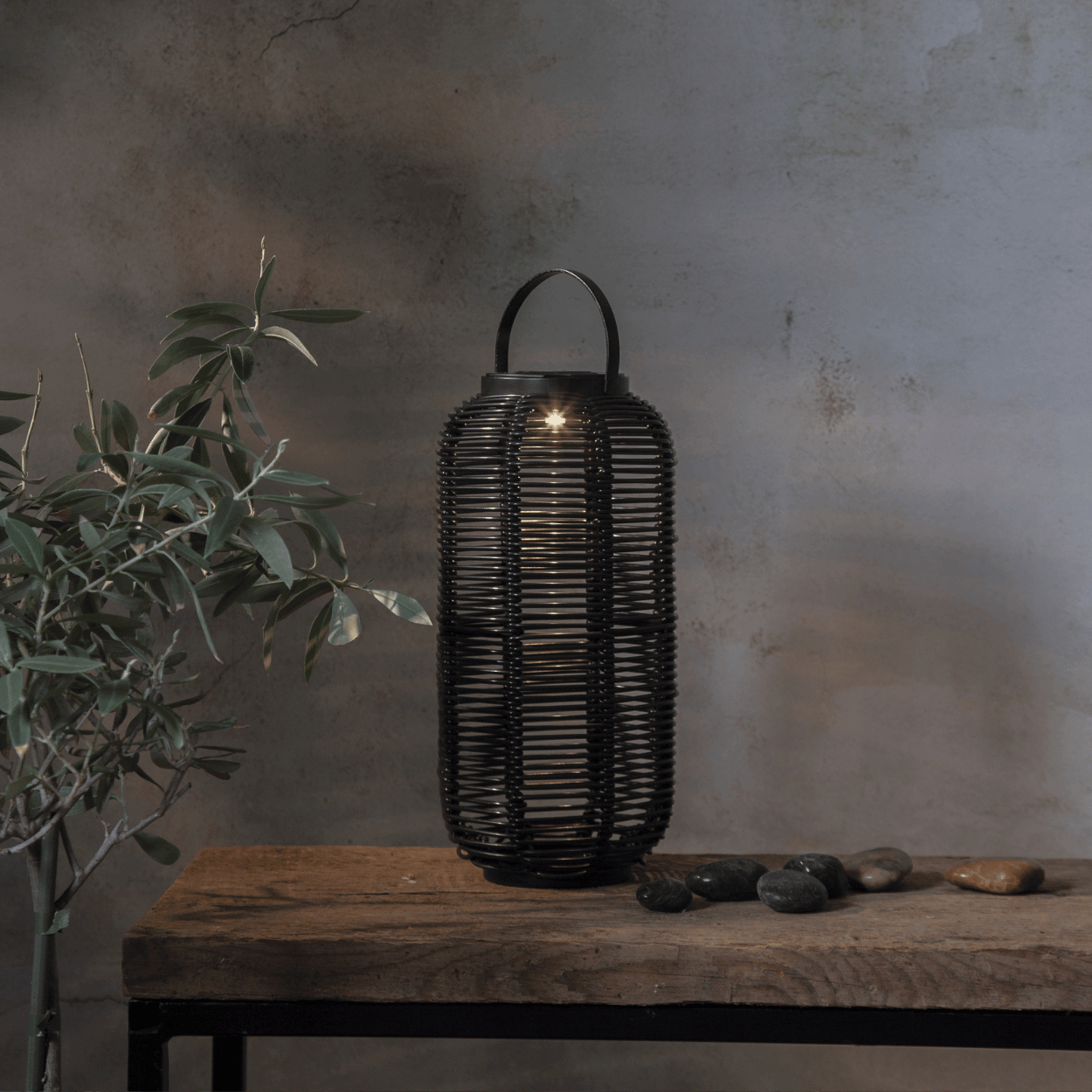 Solar Lantern Runda – Black – 15x30 cm – Solar Garden Lighting