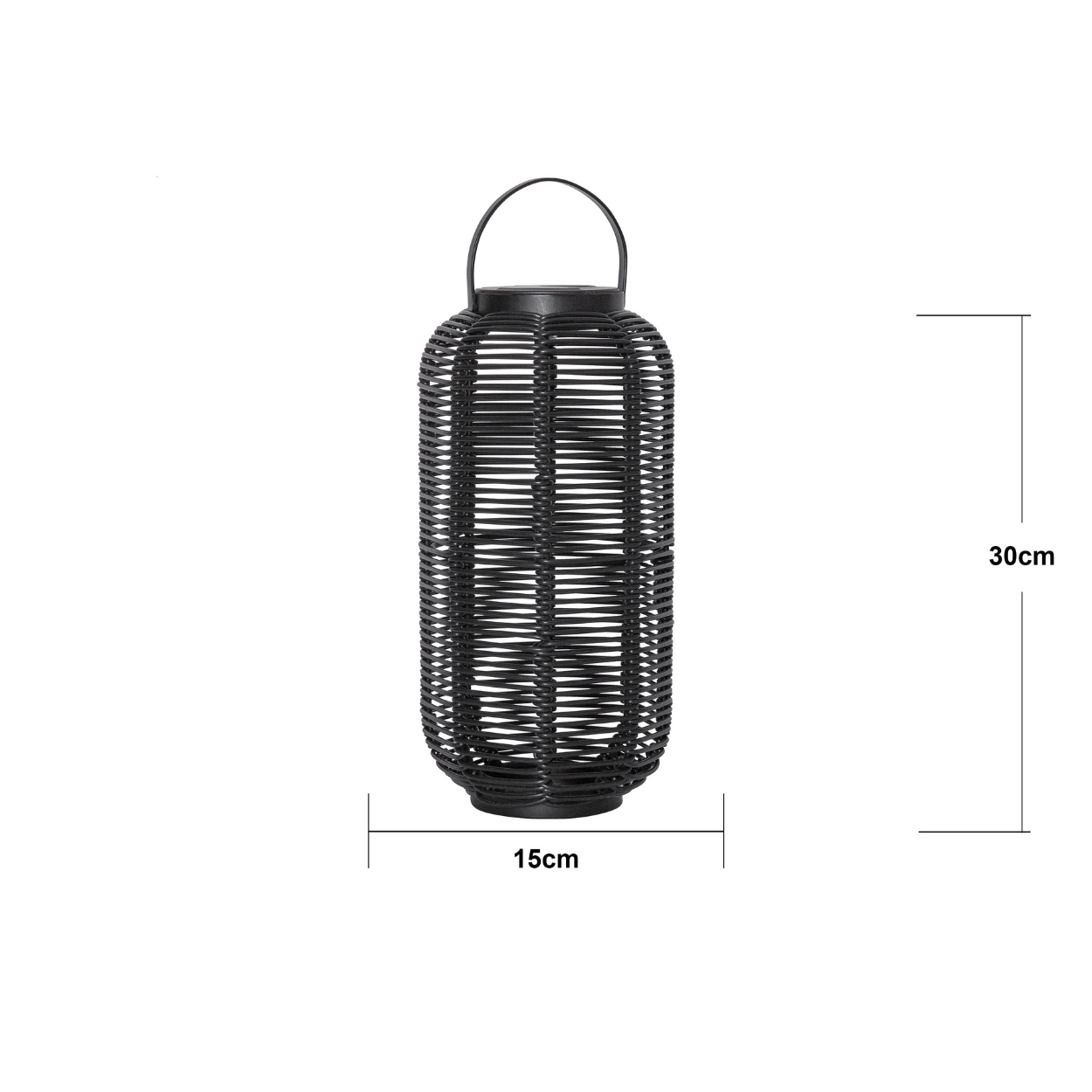 Solar Lantern Runda – Black – 15x30 cm – Solar Garden Lighting