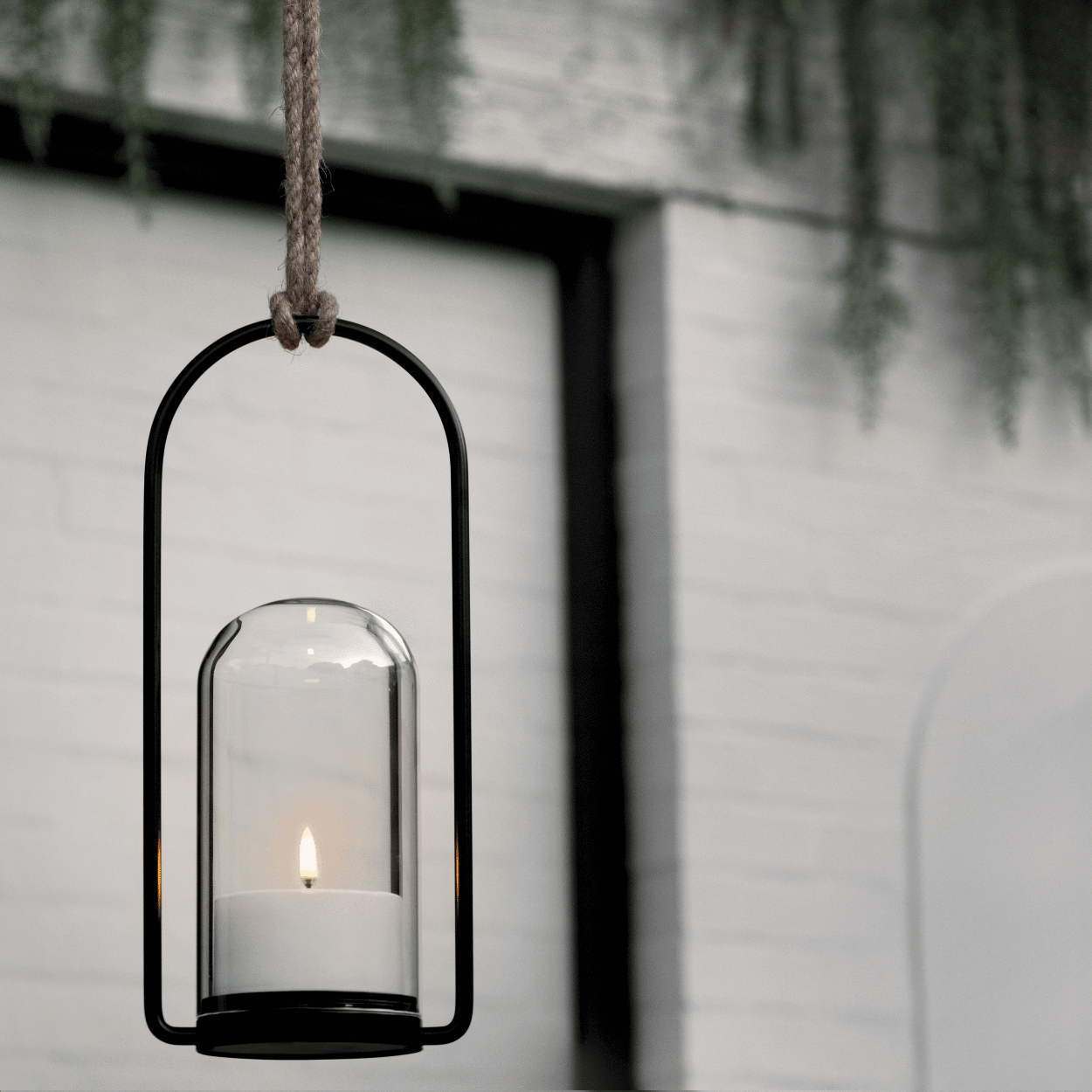 Uyuni Buiten Lantaarn Set – Met Glazen Koepel, Handvat, LED kaars en Afstandsbediening