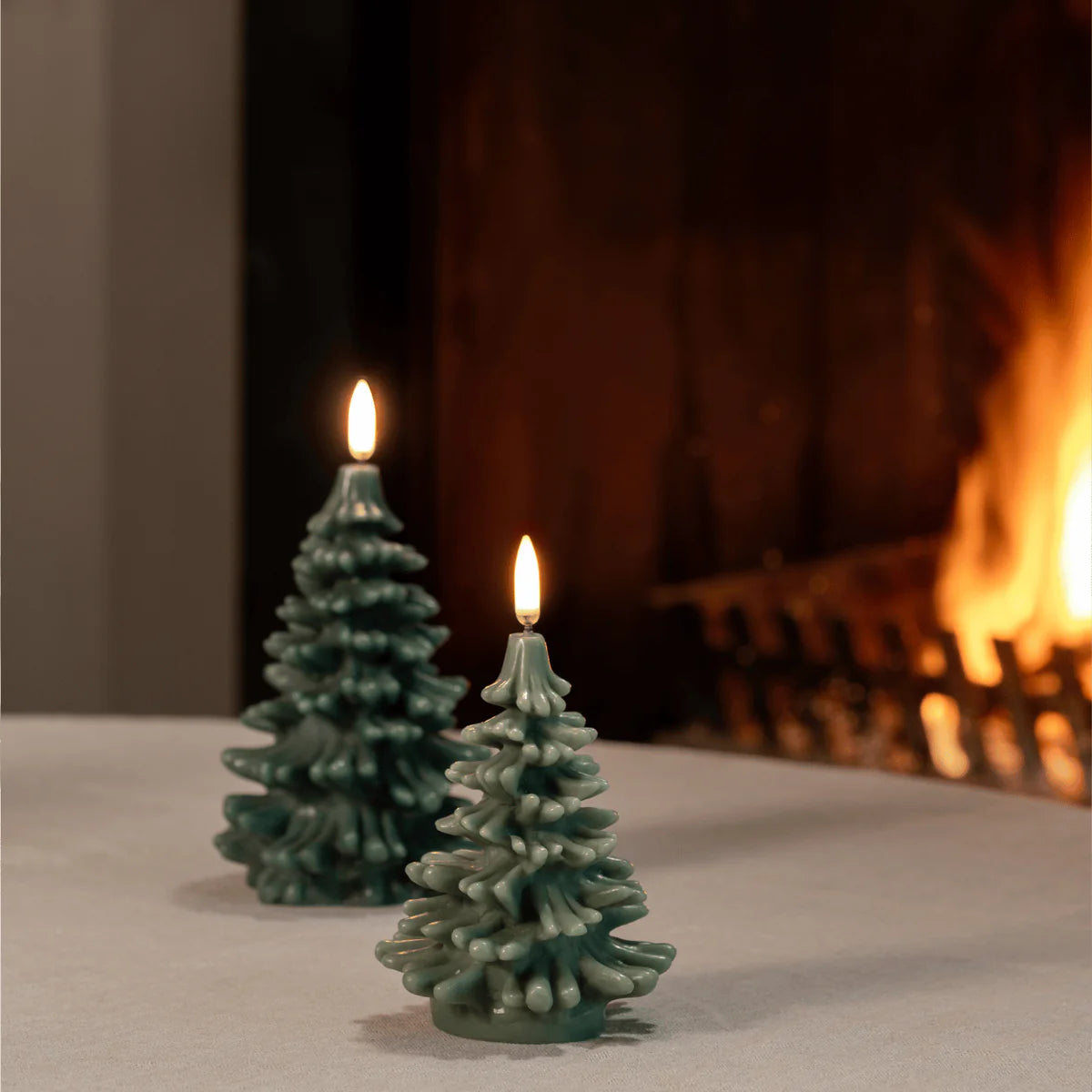 Uyuni LED Christmas Tree Candle – Pine Green, 9x12 cm