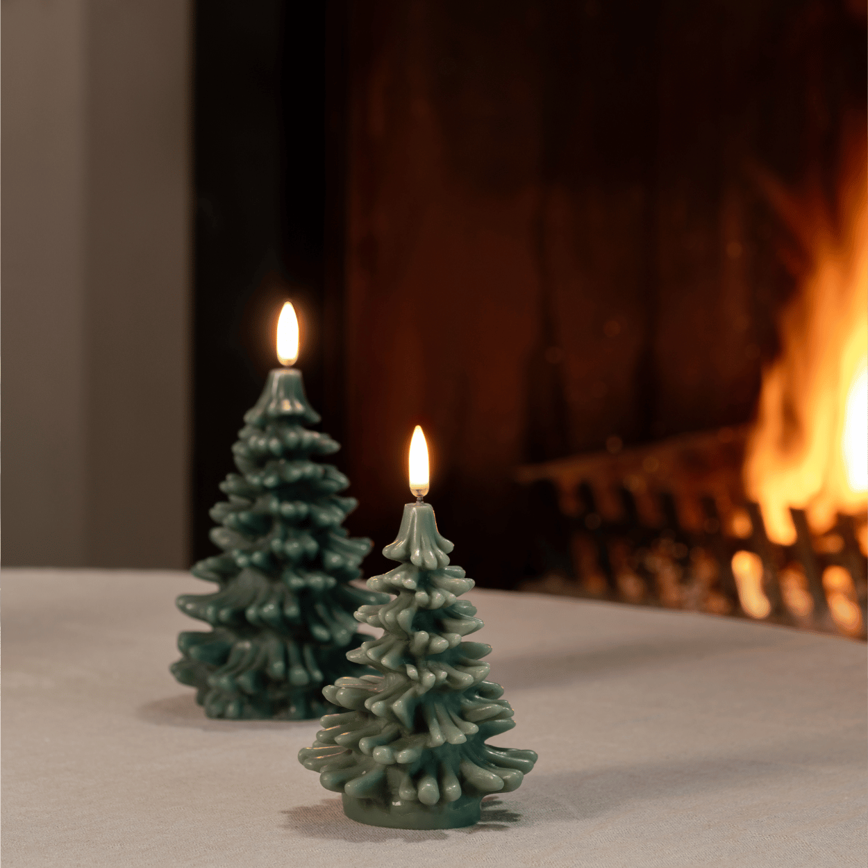 Uyuni LED Kerstboomkaars – Olijfgroen, 9x12 cm